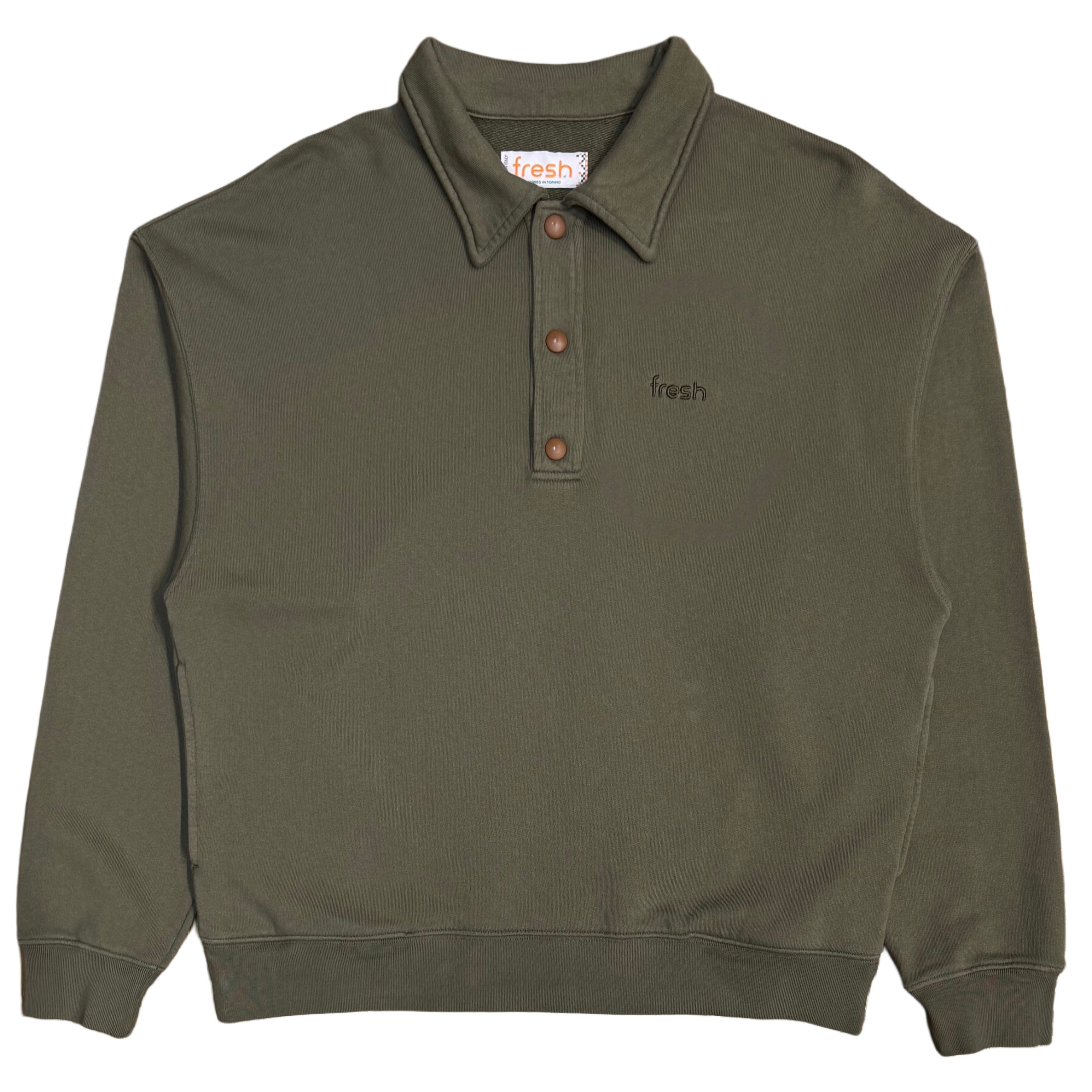 Felpa polo in cotone FRESH Mike in verde militare