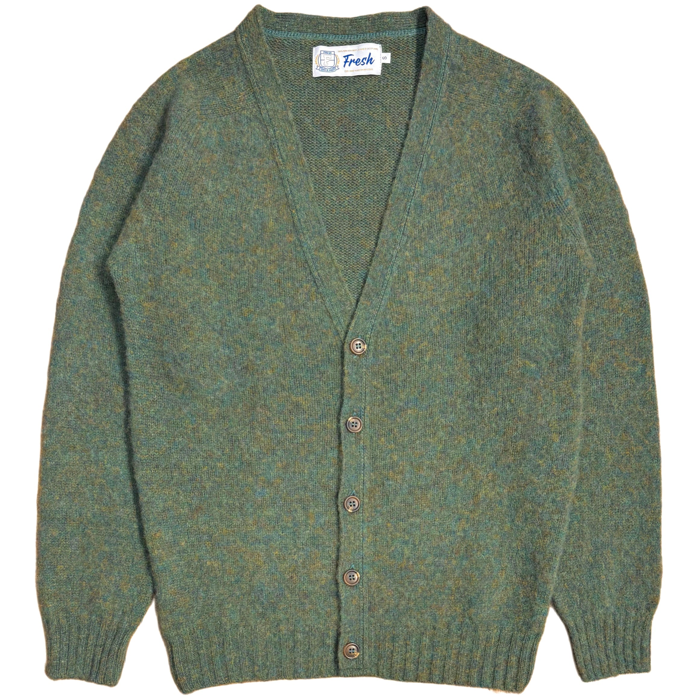 FRESH Dave Shaggy Shetland Wool Cardigan In Sweetpea