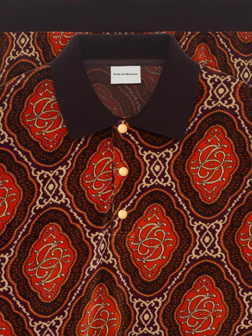 DRÔLE DE MONSIEUR Le Polo Velours Médaillon Brown