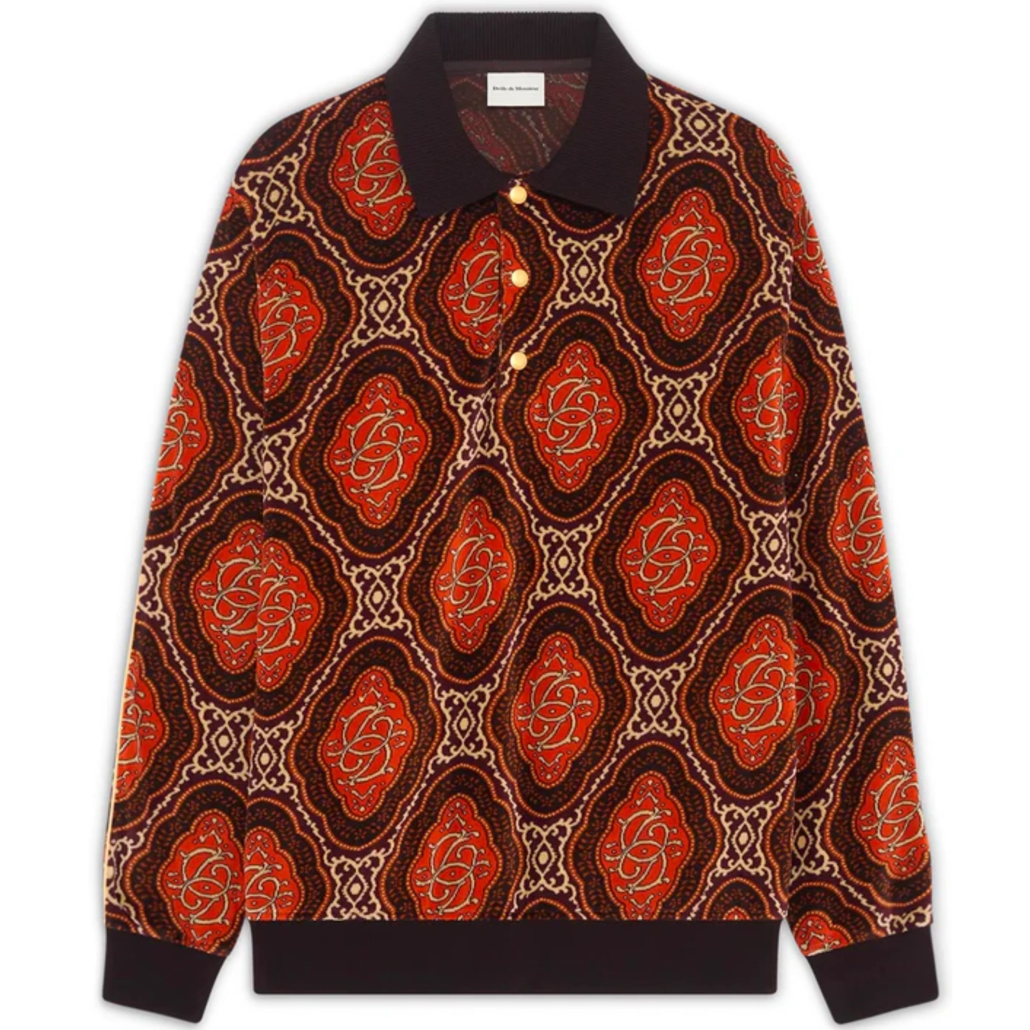 DRÔLE DE MONSIEUR Le Polo Velours Médaillon Brown