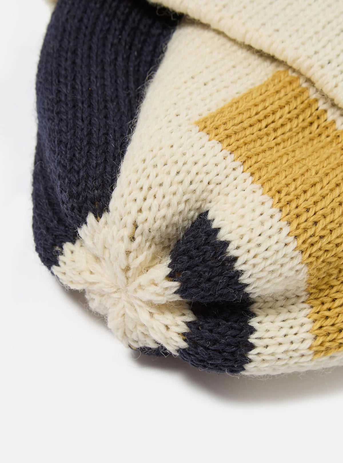 UNIVERSAL WORKS Ecru/Navy/Yellow British Wool Short Watch Cap
