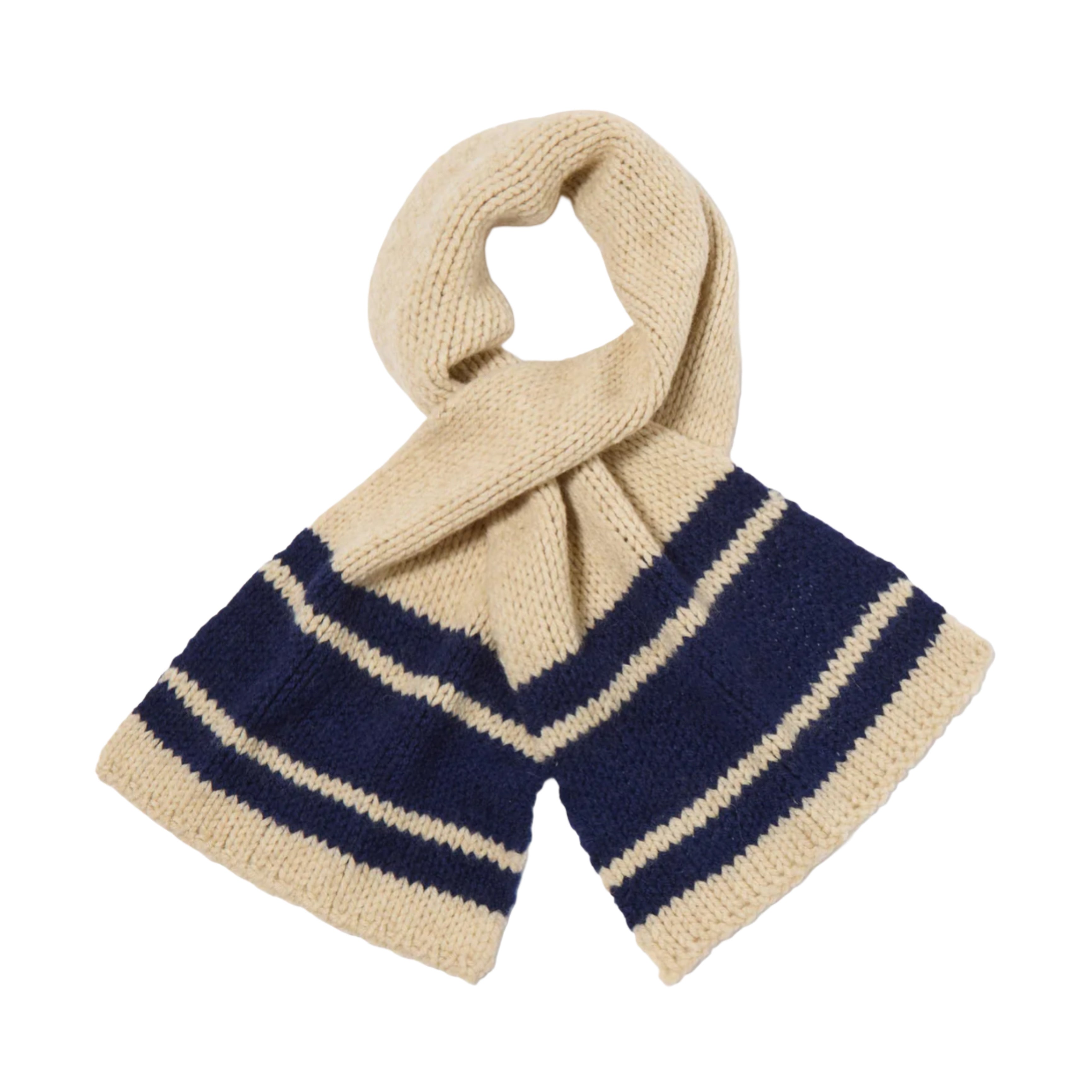 UNIVERSAL WORKS Sand Chunky Knit Stripe Lenny Scarf