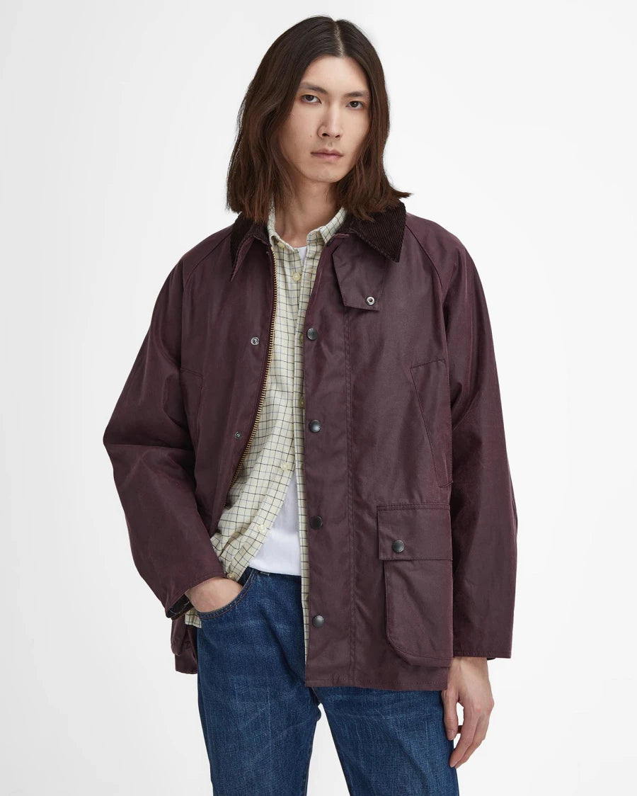 BARBOUR Oversized Bedale Waxed Jacket Bordeaux