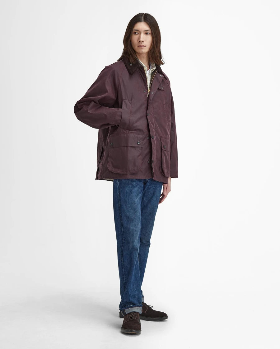 BARBOUR Oversized Bedale Waxed Jacket Bordeaux