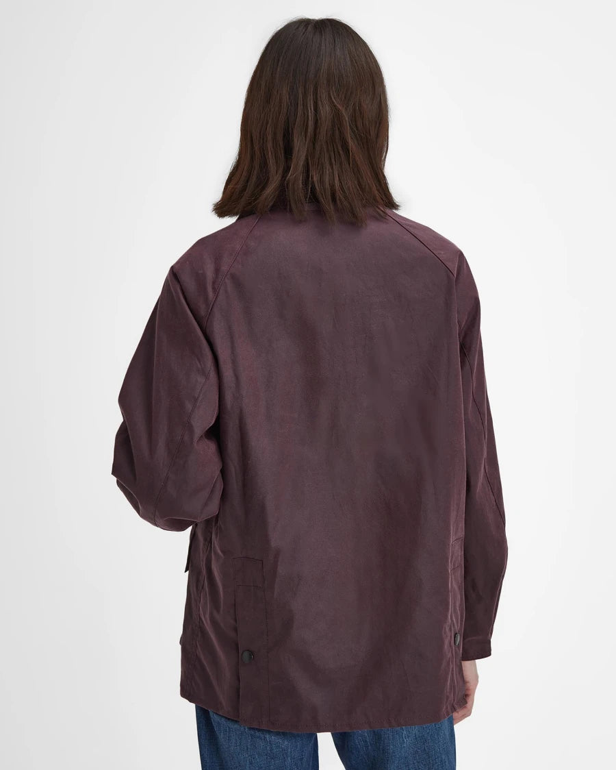 BARBOUR Oversized Bedale Waxed Jacket Bordeaux