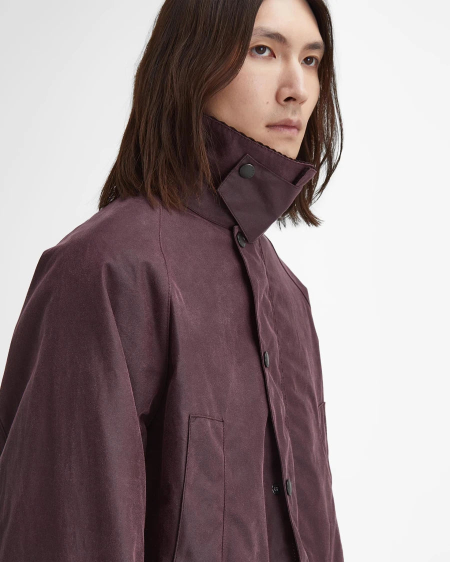 BARBOUR Oversized Bedale Waxed Jacket Bordeaux