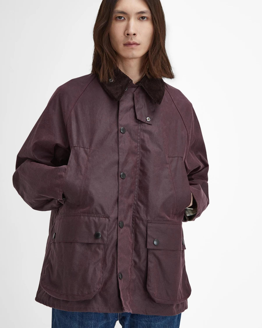 BARBOUR Oversized Bedale Waxed Jacket Bordeaux