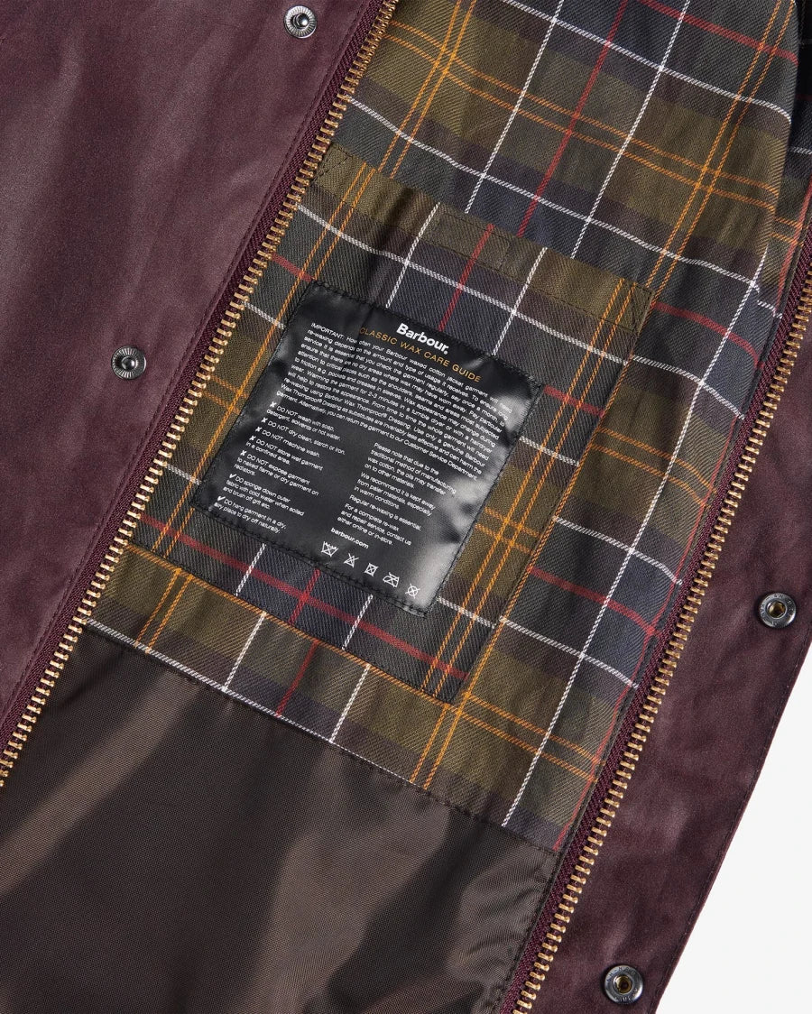 BARBOUR Oversized Bedale Waxed Jacket Bordeaux