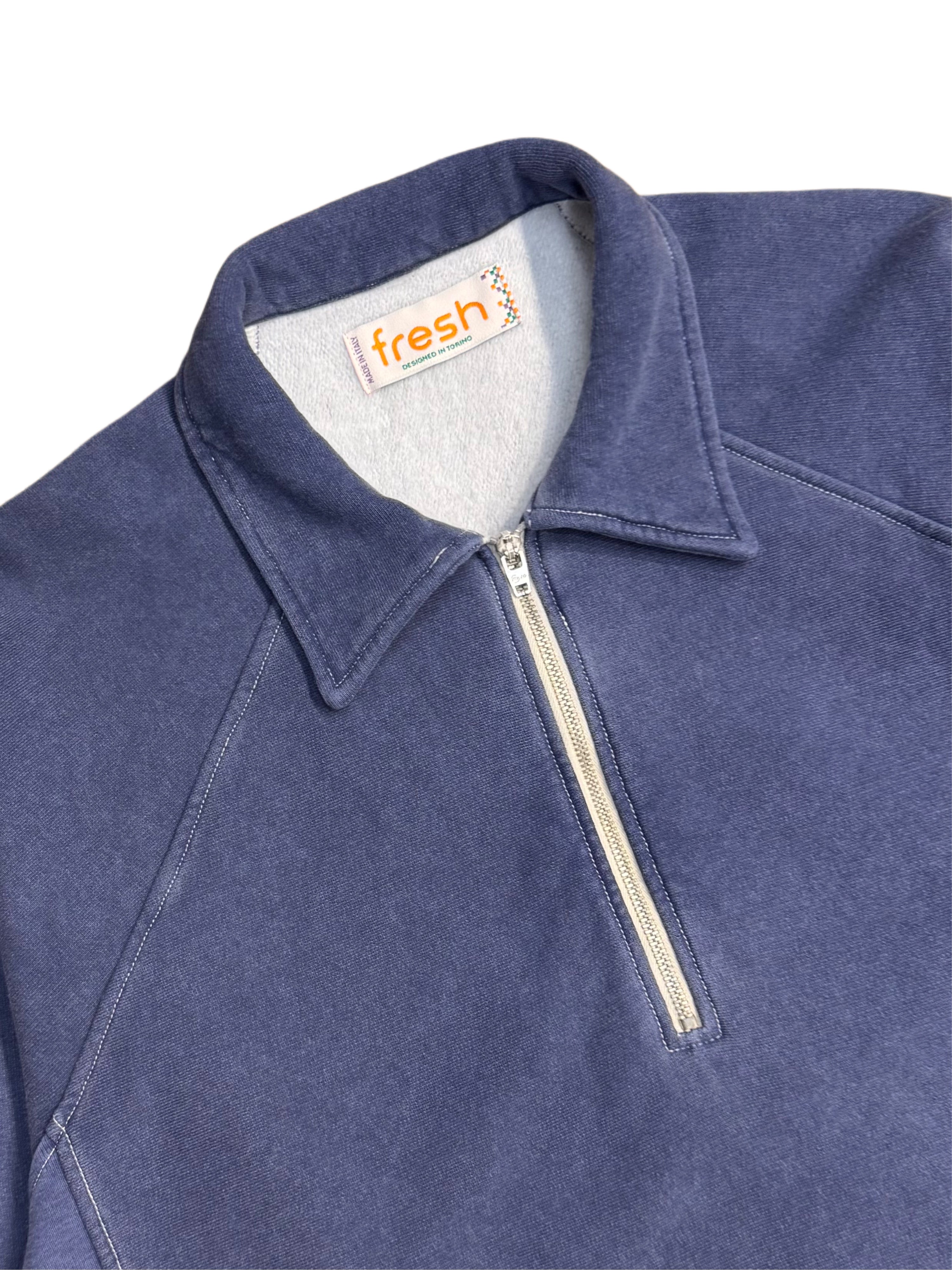 FRESH Ivy Plated Polo Sweatshirt in Indigo