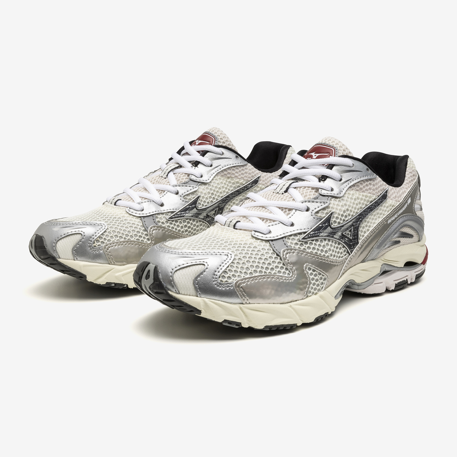 MIZUNO Wave Rider 10 Snow White Black Sand RythRed