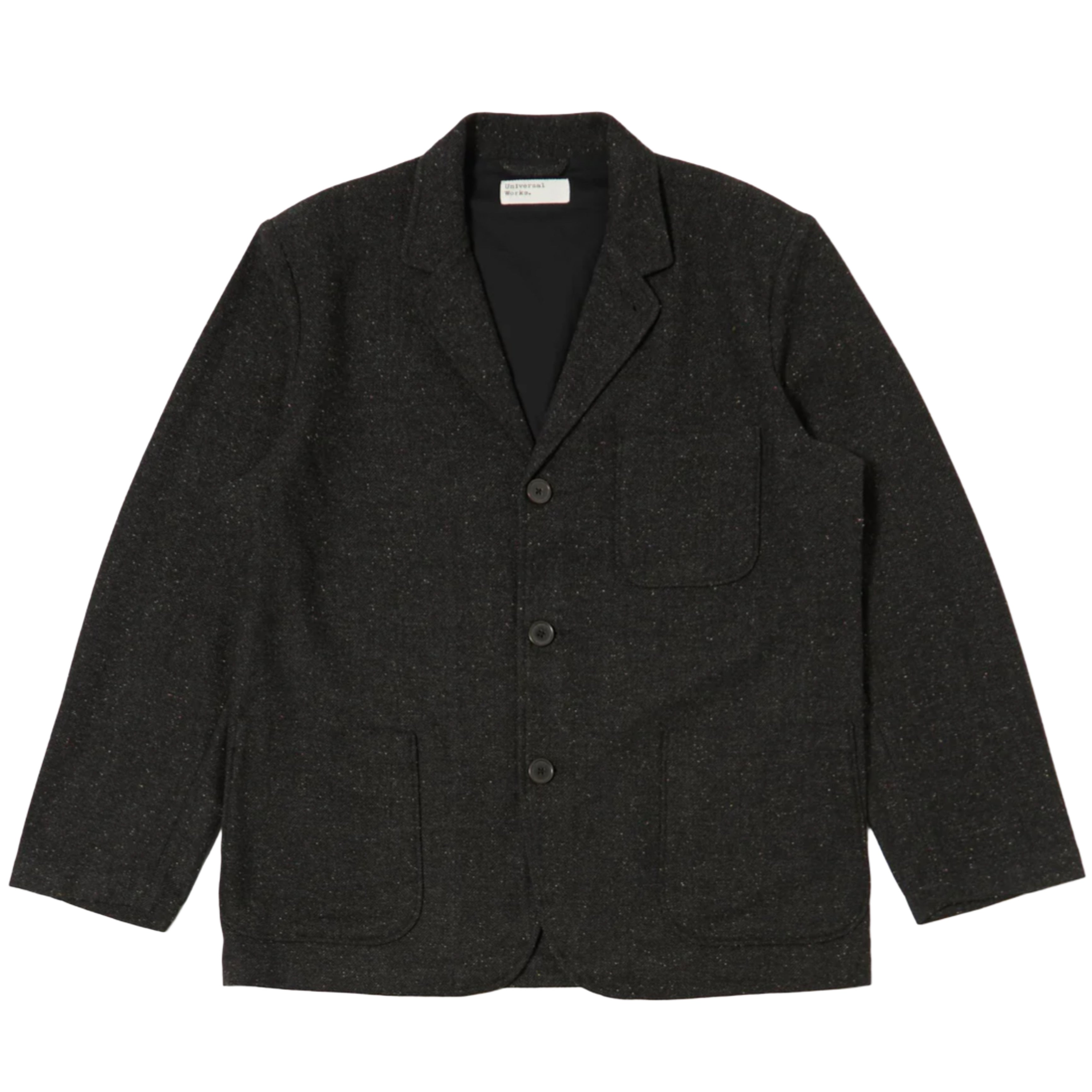 UNIVERSAL WORKS Black Salt N Pepper Tweed Three Button Jacket