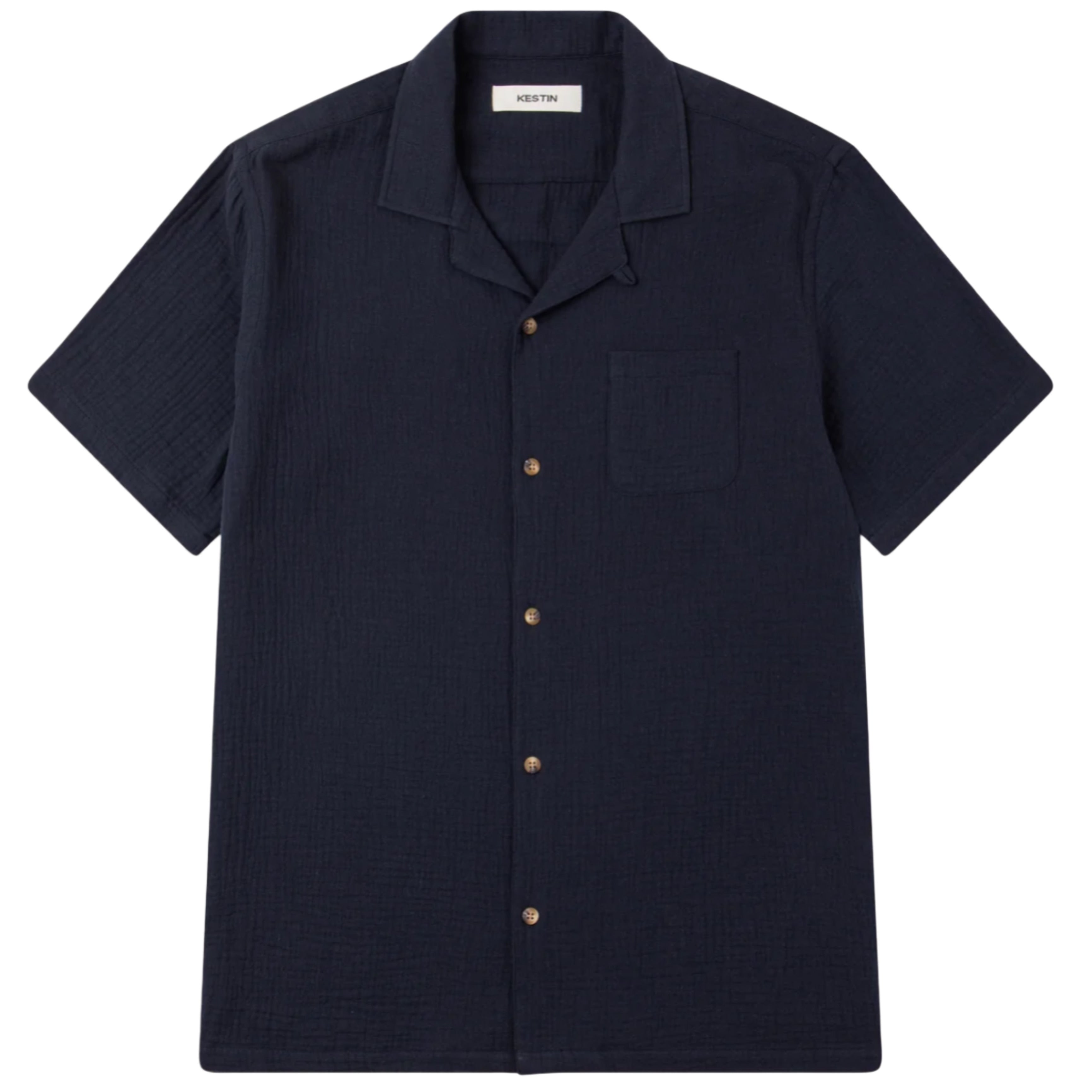 KESTIN Crammond Shirt in Navy Double Gauze Cotton