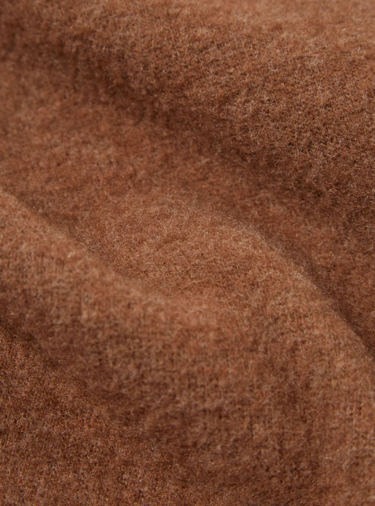 UNIVERSAL WORKS Zip Liner Jacket In Brown Soft Wool Cotton Knit