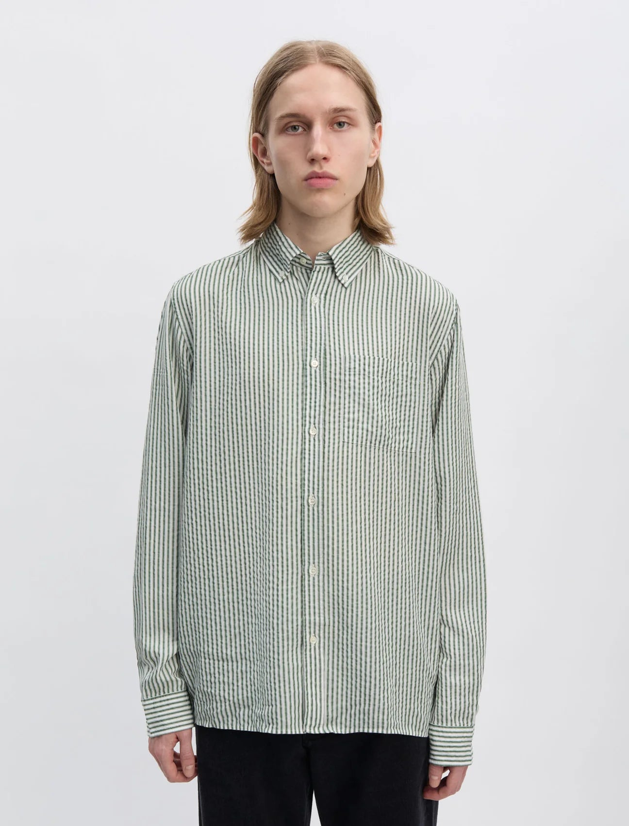ANOTHER ASPECT Another Shirt 1.0 Evergreen White Stripe