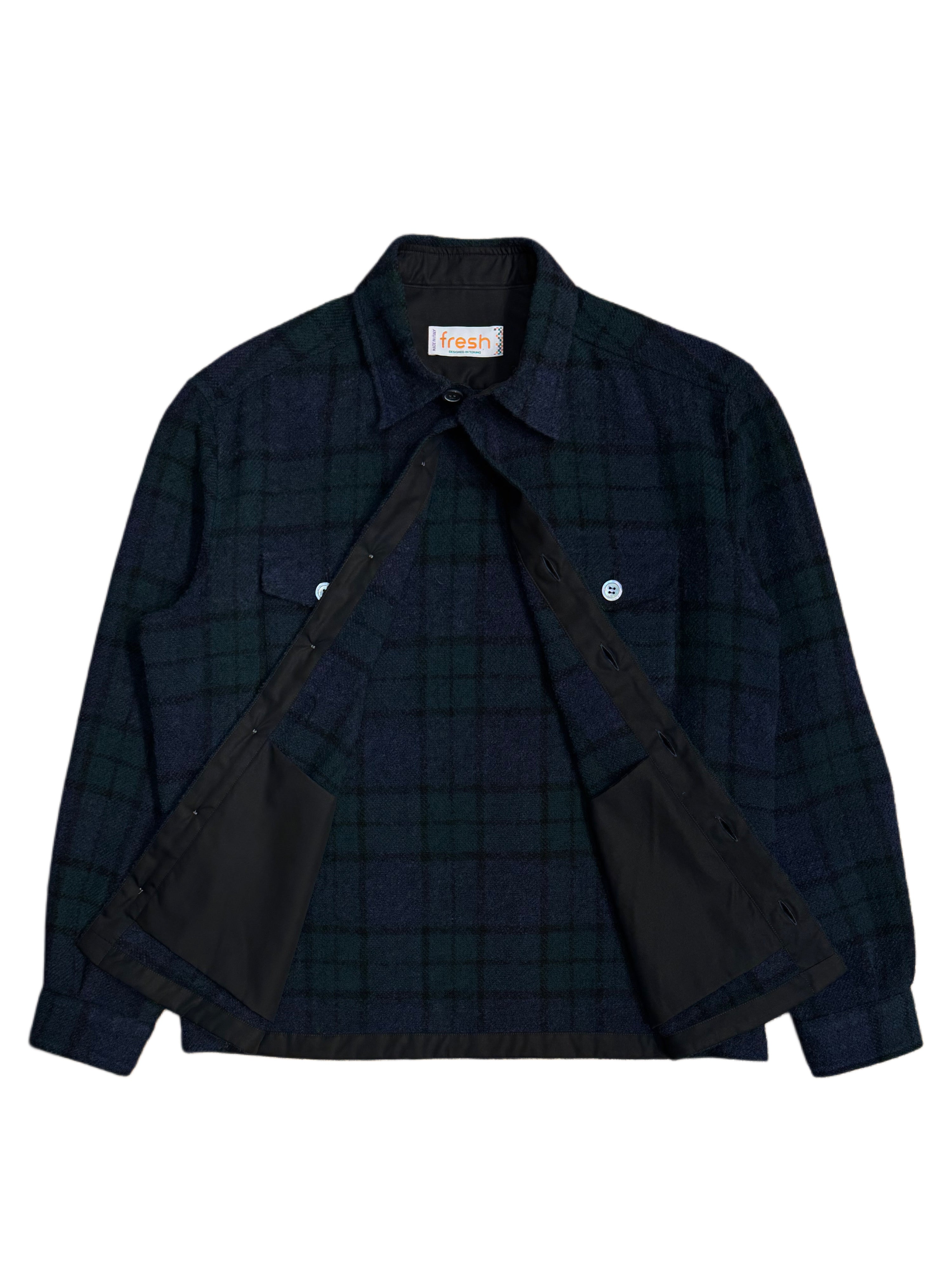FRESH Tartan Wool Overshirt in Blue and Green