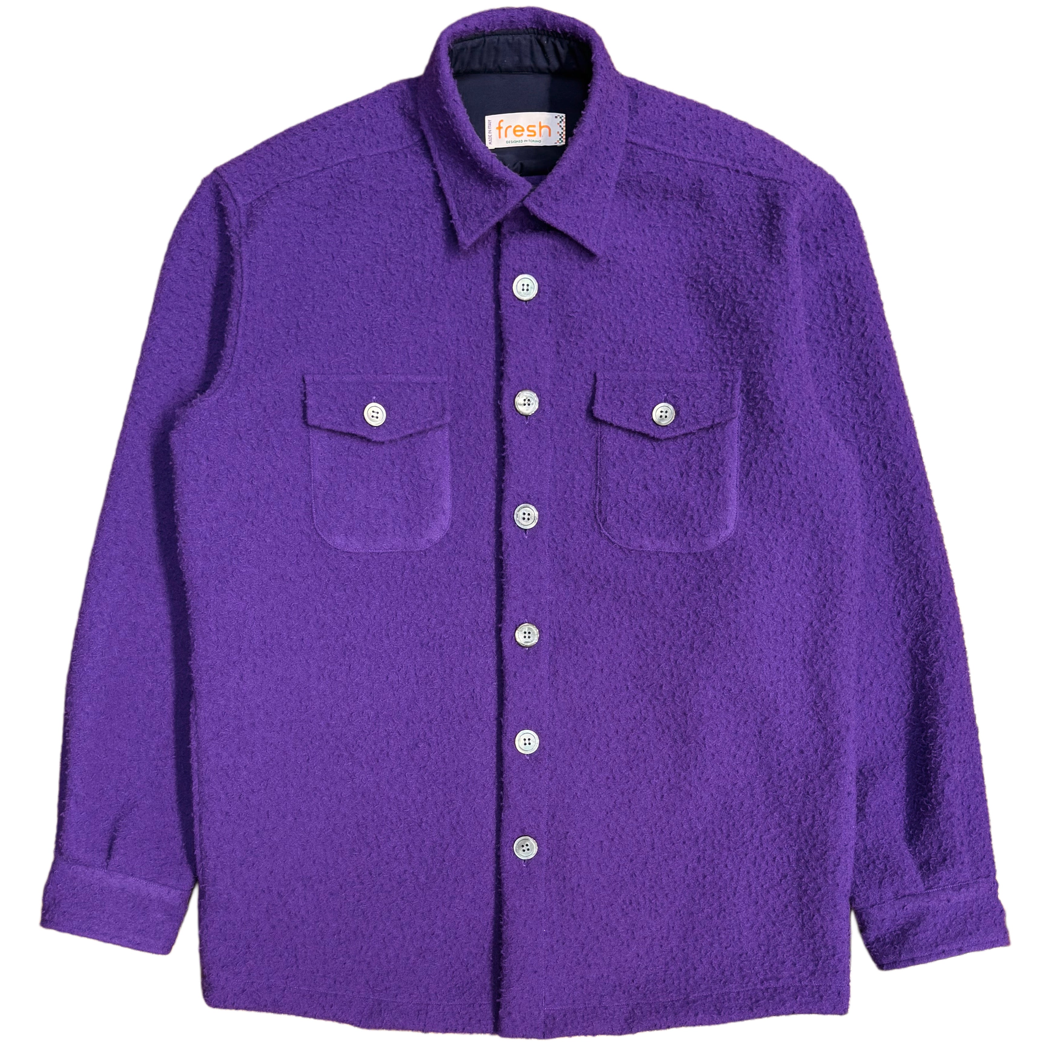 FRESH Casentino Wool Overshirt in Purple