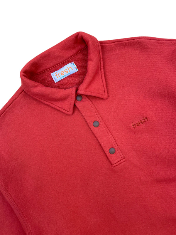 FRESH Mike Cotton Polo Sweatshirt in Brick Red