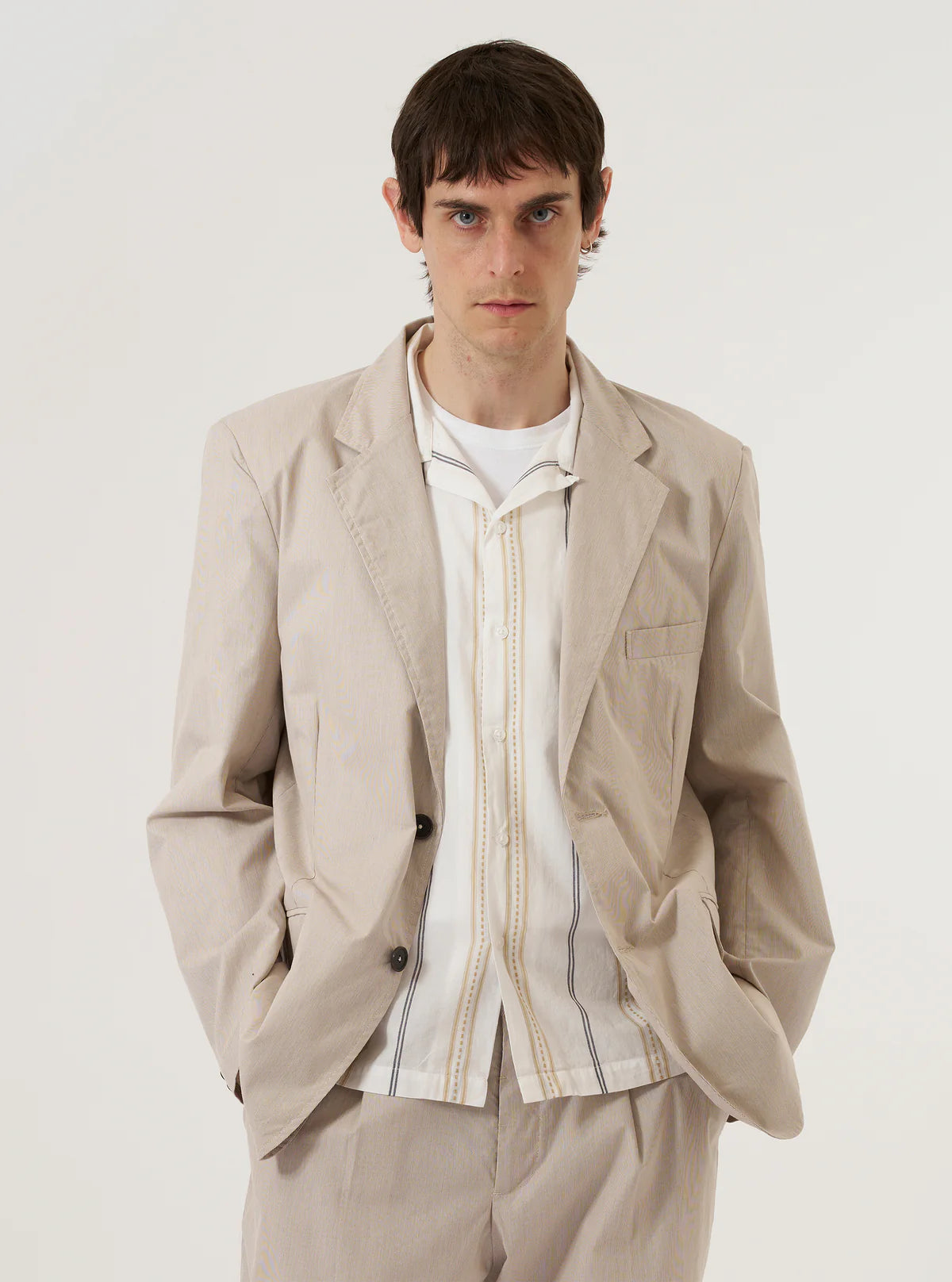 UNIVERSAL WORKS Brown Kennedy Stripe Boston Blazer