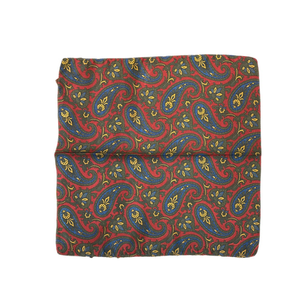 FRESH Paisley Silk Pocket Square in Red