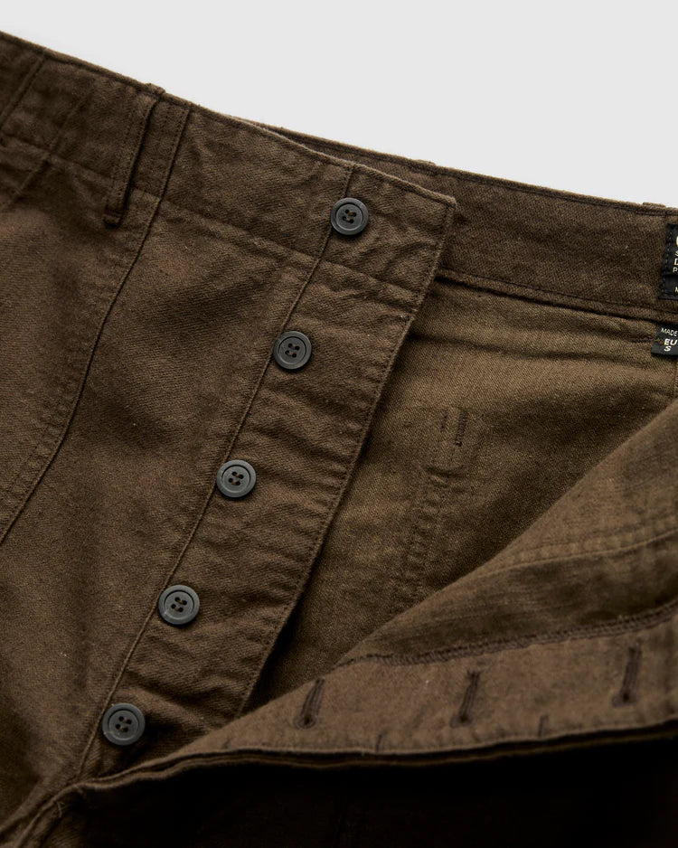 ORSLOW Relax Fit Cotton Linen Moleskin Fatigue Pants Coffee Brown
