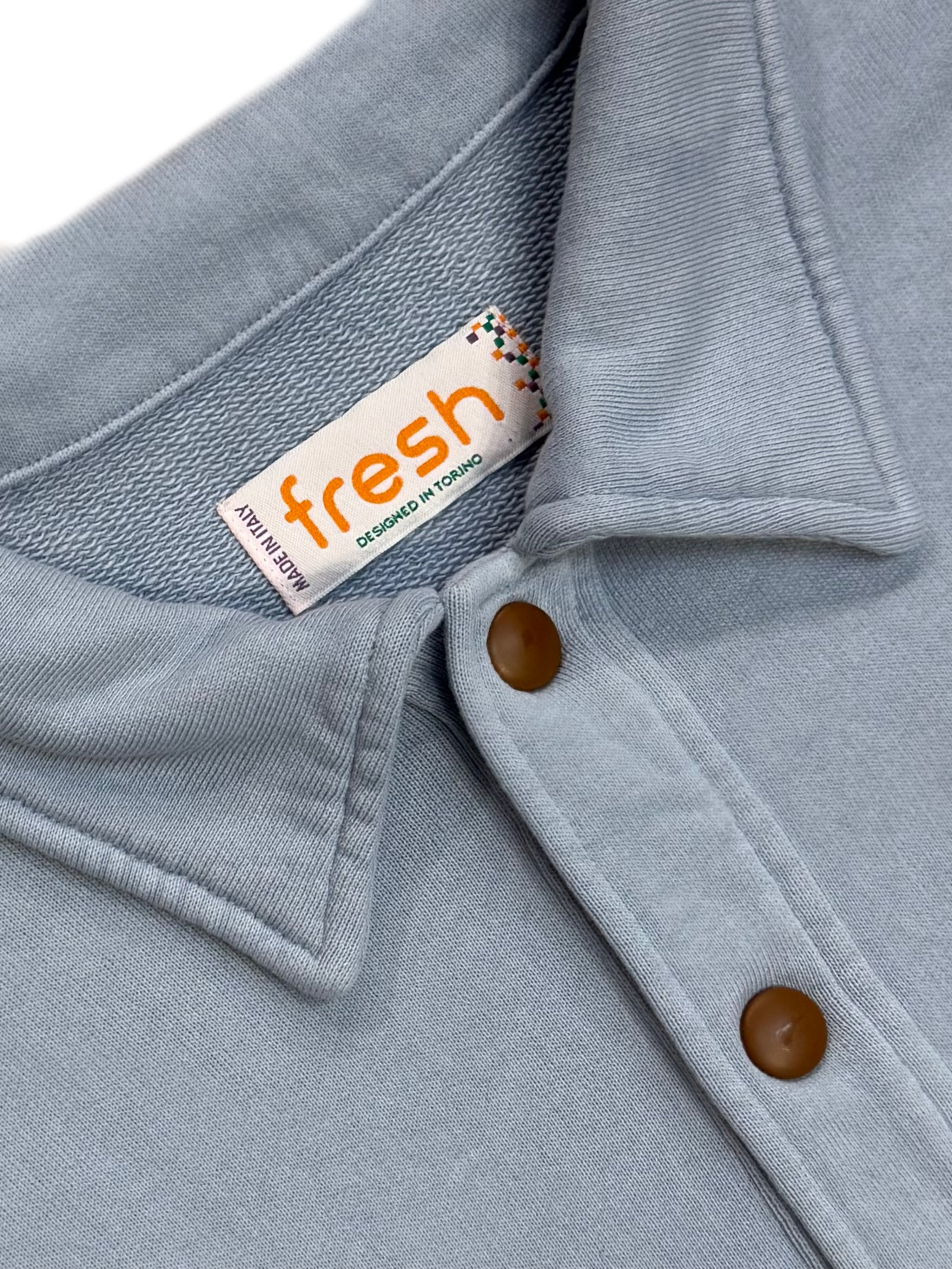 FRESH Mike Cotton Polo Sweatshirt in Sugar Blue