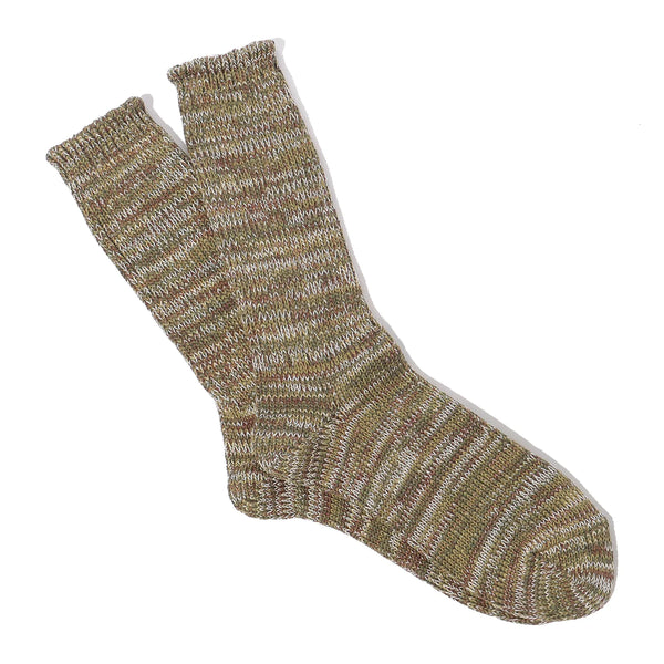 ANONYMOUS ISM 5 Colour Mix Crew Sock Olive 0017