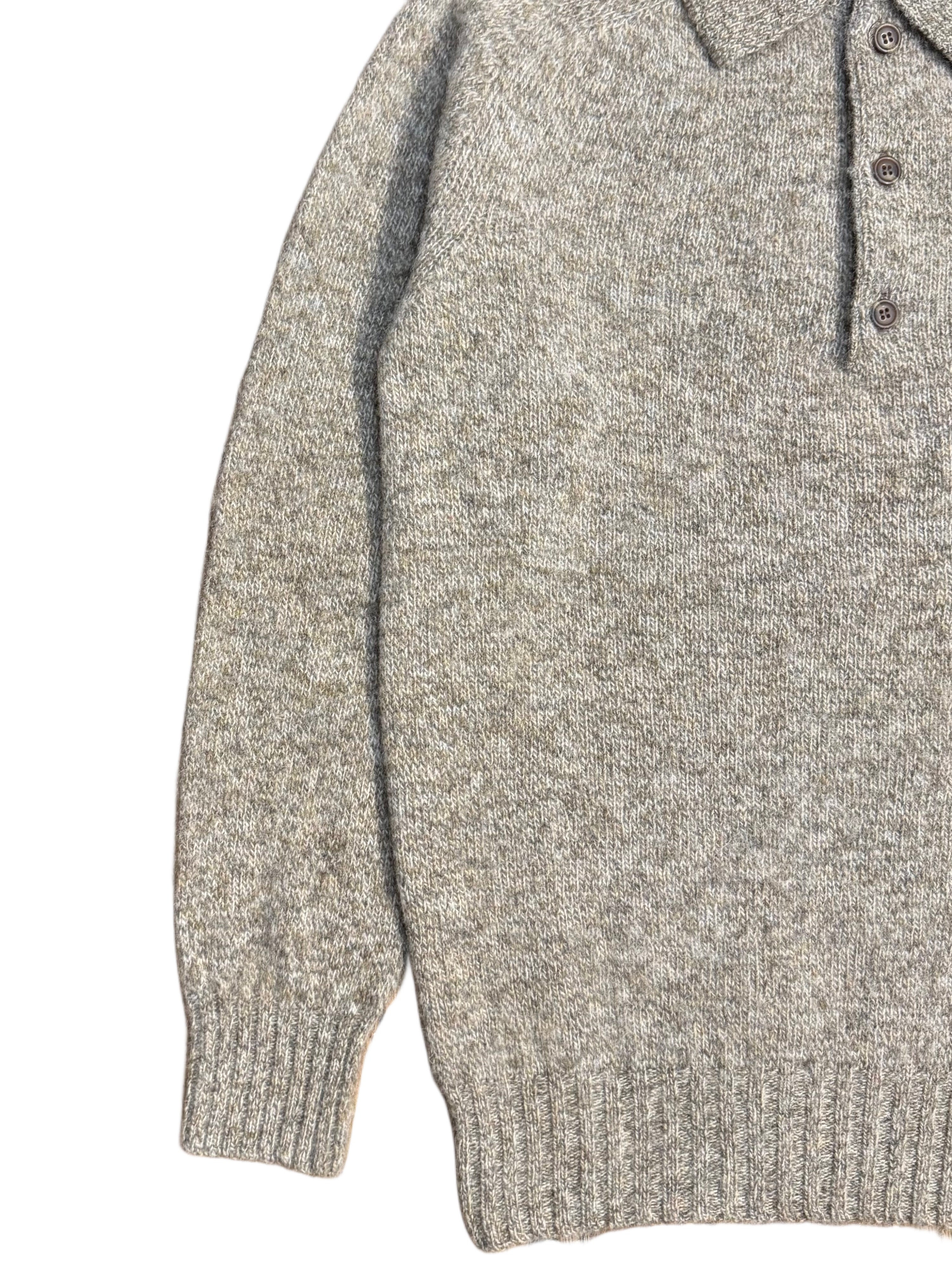 FRESH Paul Shaggy Shetland Wool Polo Sweater In Pebble