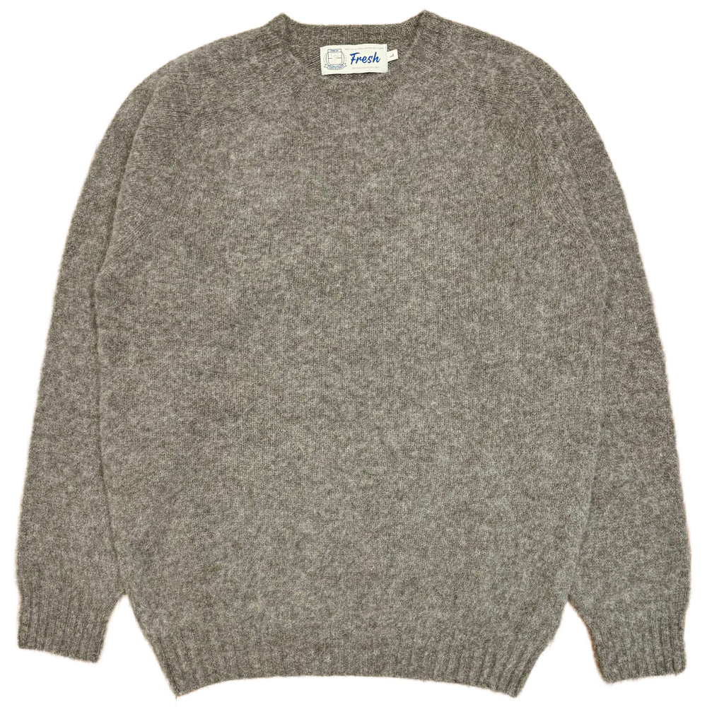 FRESH Sean Shaggy Shetland Wool Jumper In Fossil