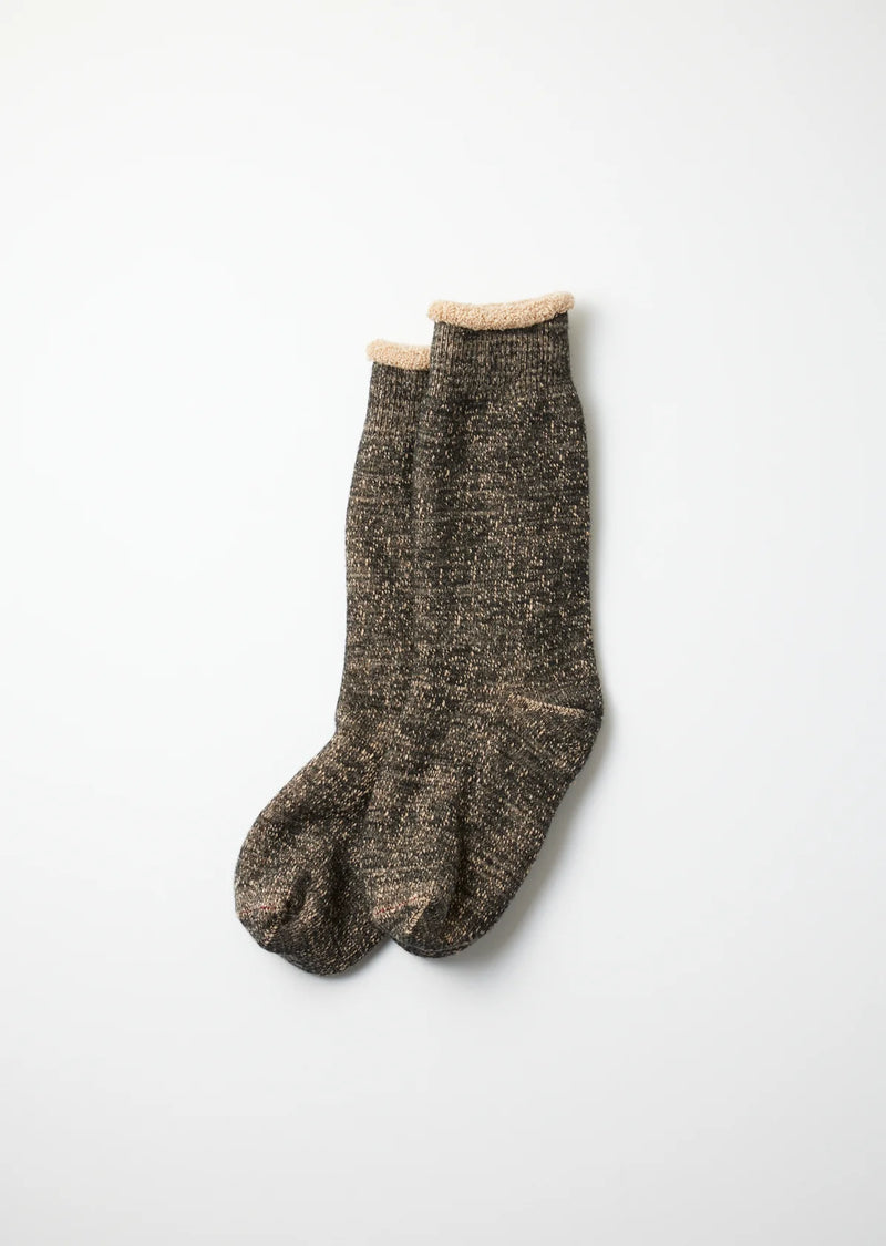 ROTOTO Double Face Socks Black Brown