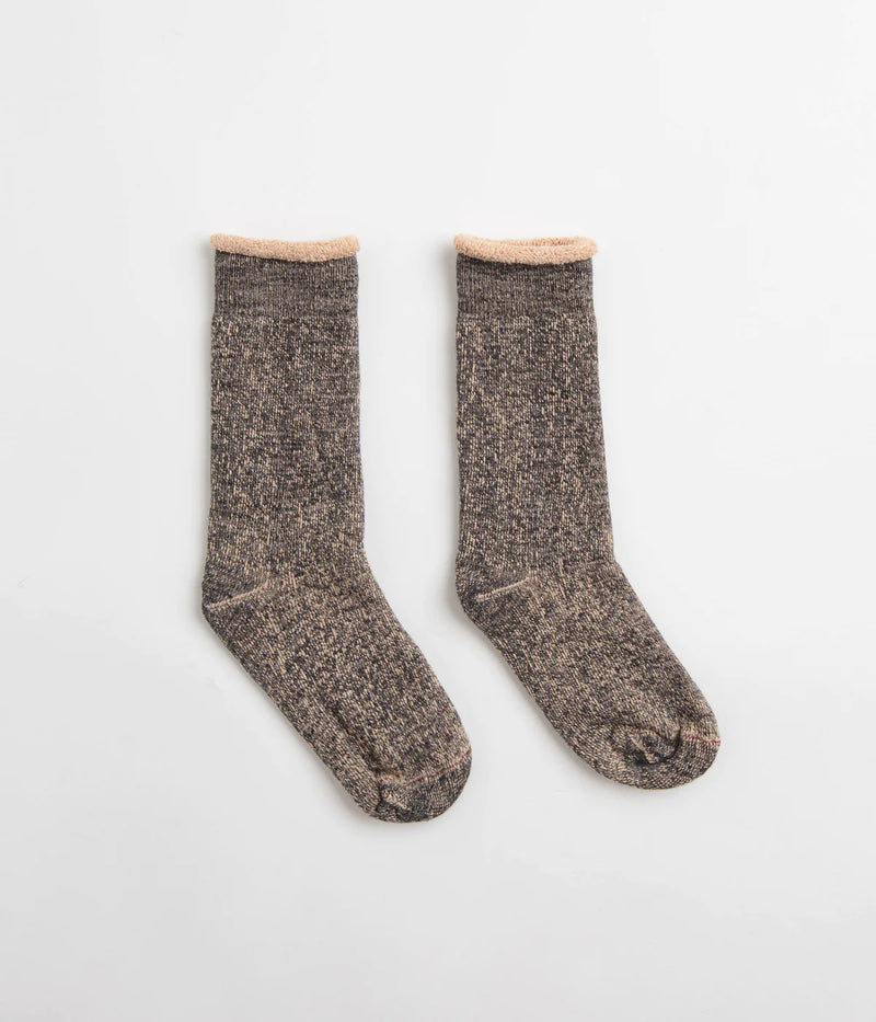 ROTOTO Double Face Socks Black Brown