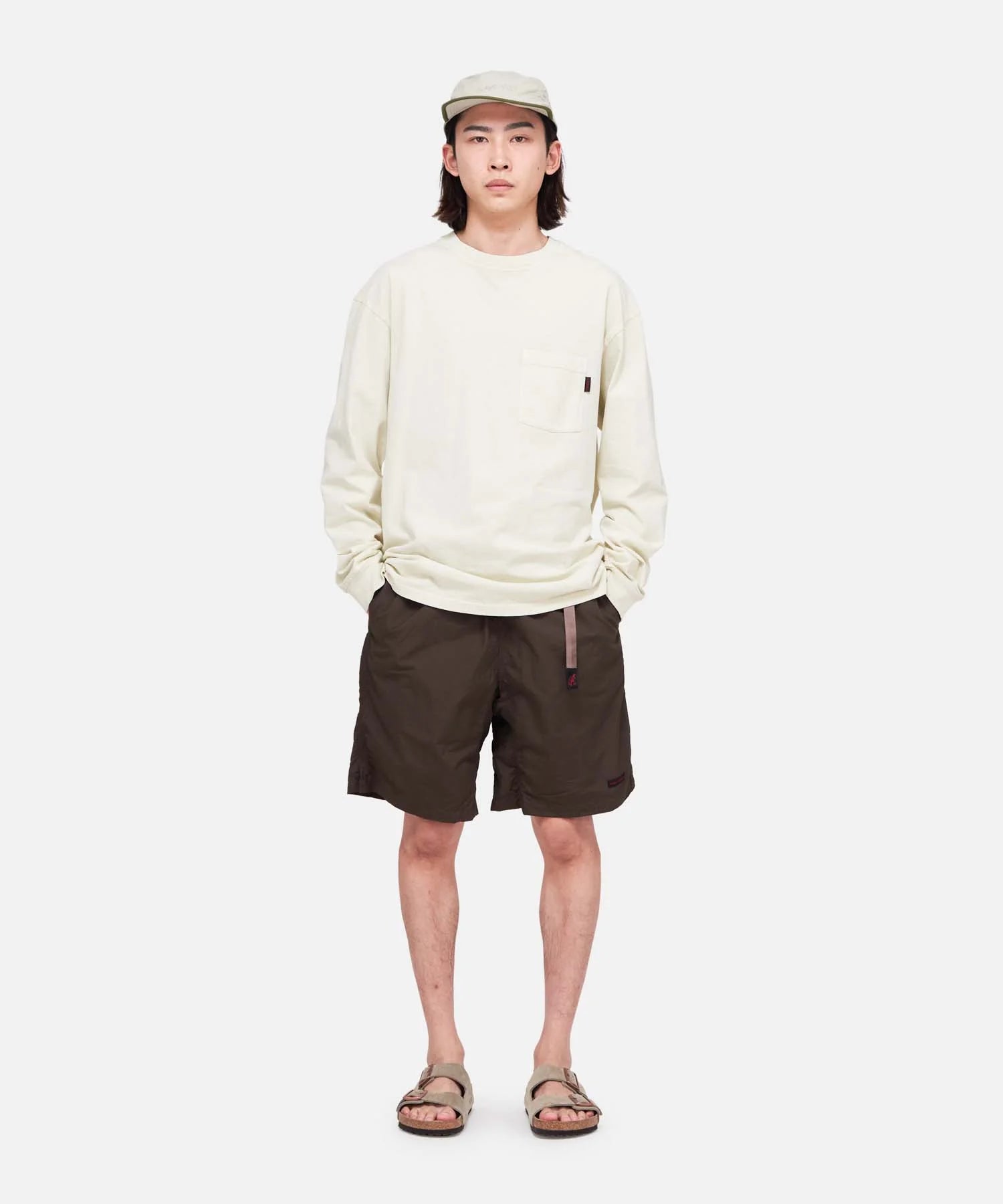 GRAMICCI Pantaloncini corti ripiegabili in nylon color marrone scuro