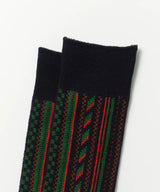 ROTOTO Multi Vertical Jacquard Socks Navy/Yellow