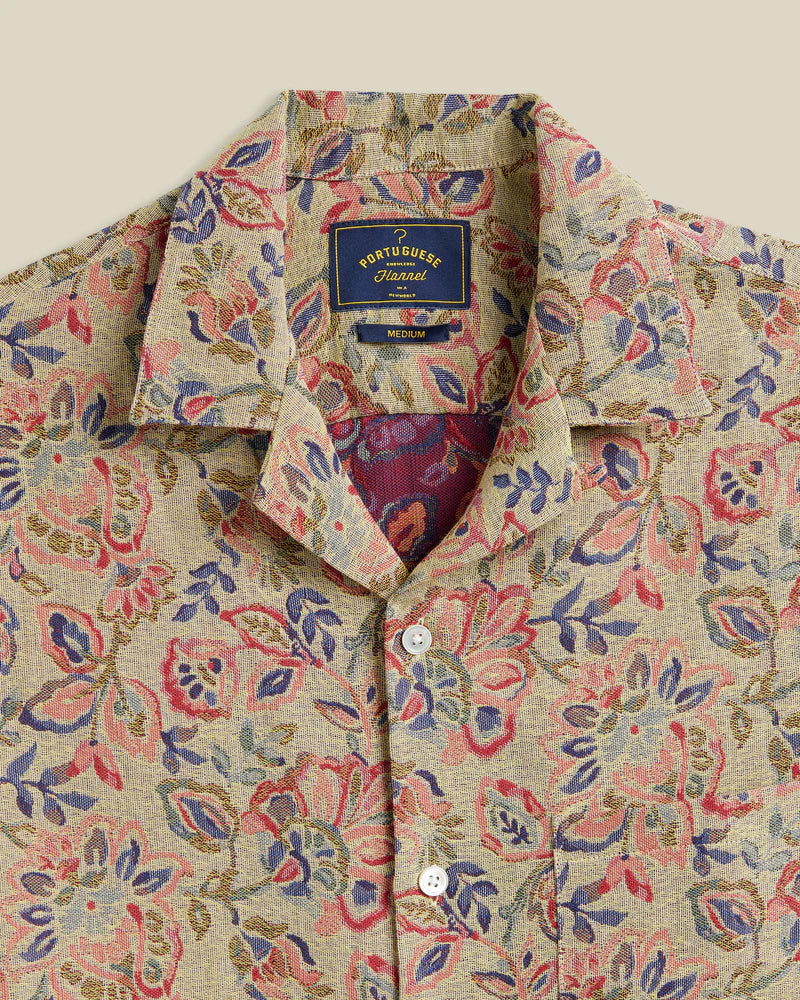 PORTUGUESE FLANNEL Tapestry Flowers Short Sleeve Shirt