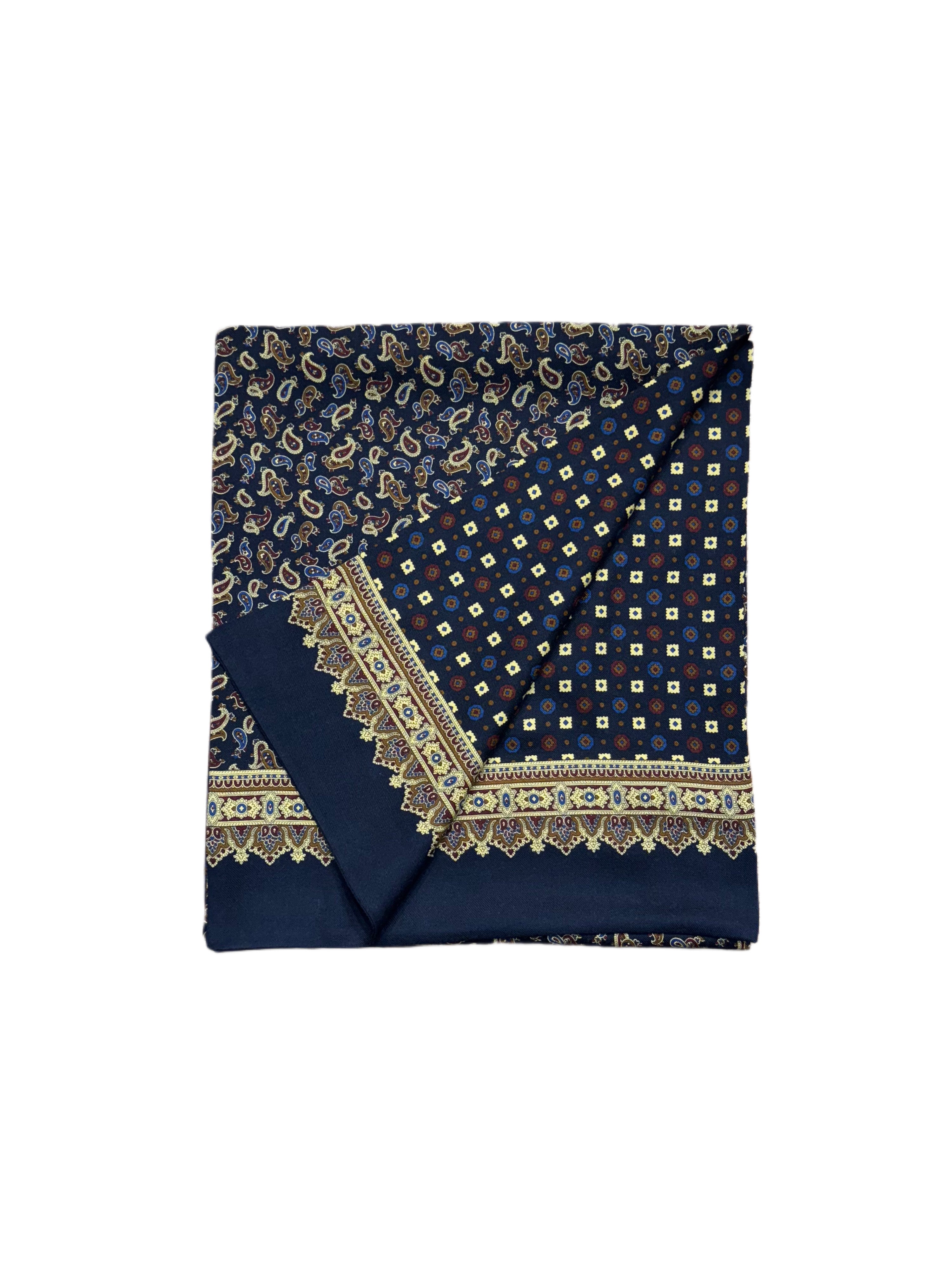 FRESH Fine Wool Scarf in Navy Paisley