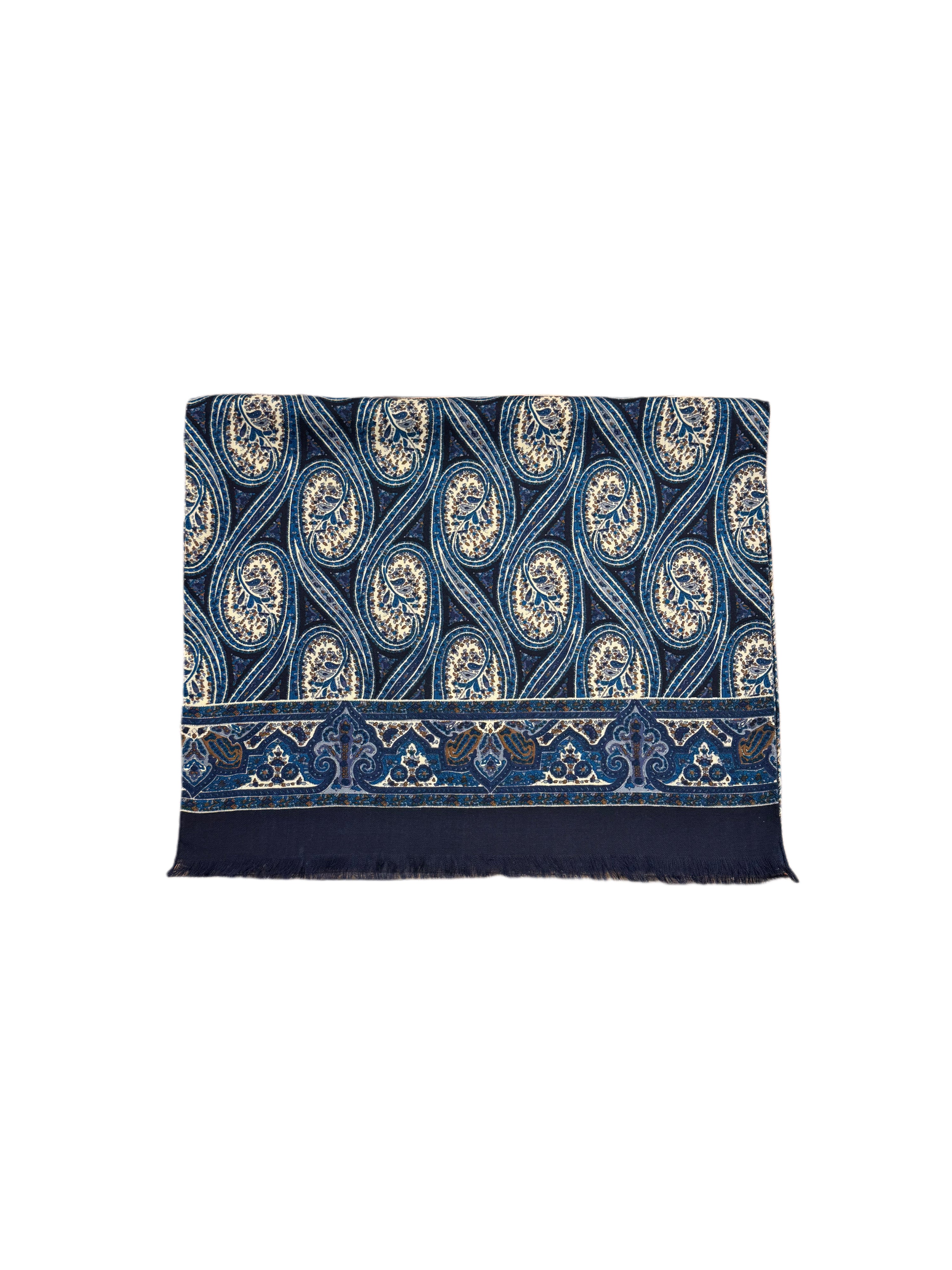 FRESH Fine Wool Scarf in Blue Paisley