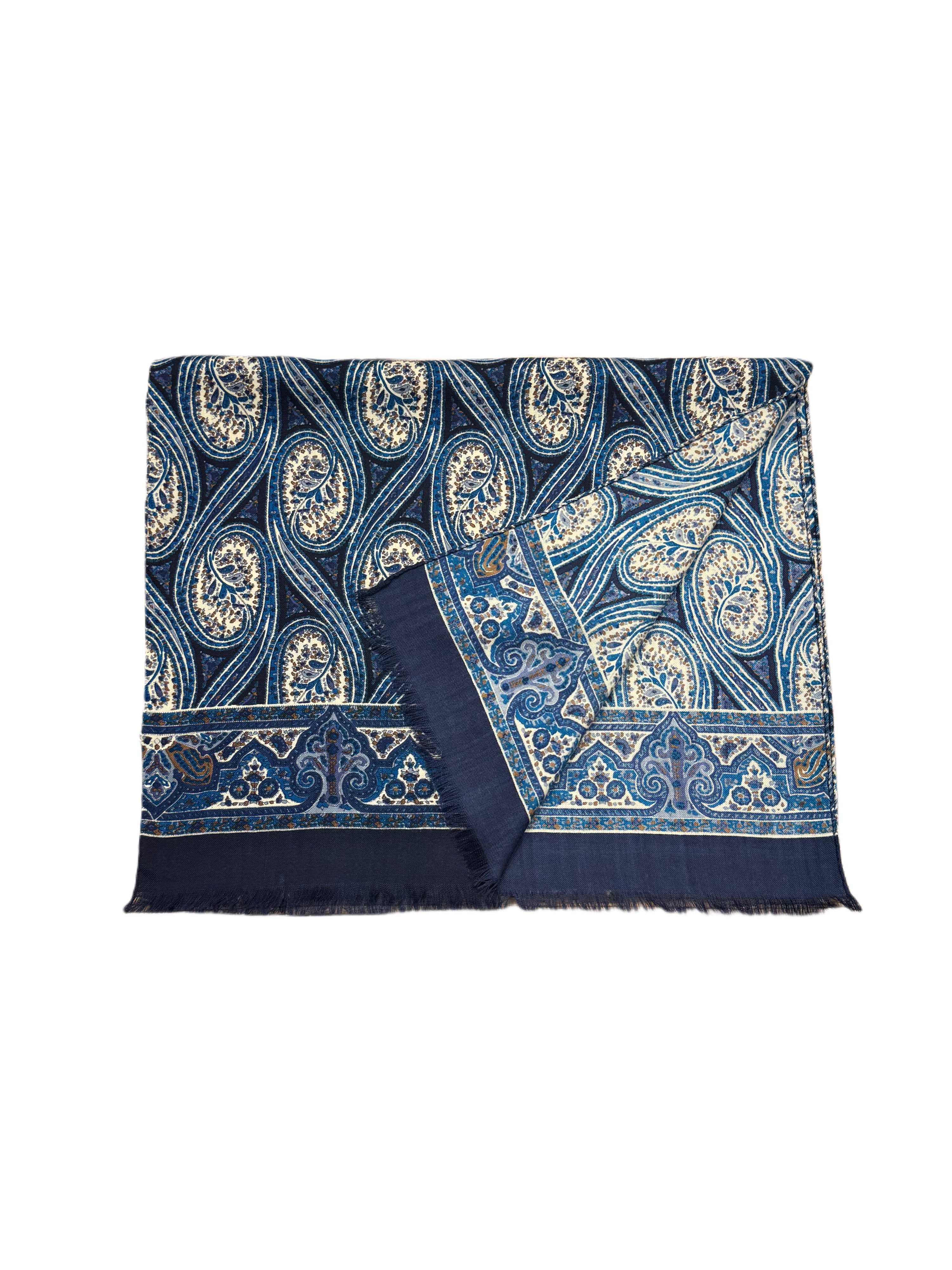 FRESH Fine Wool Scarf in Blue Paisley
