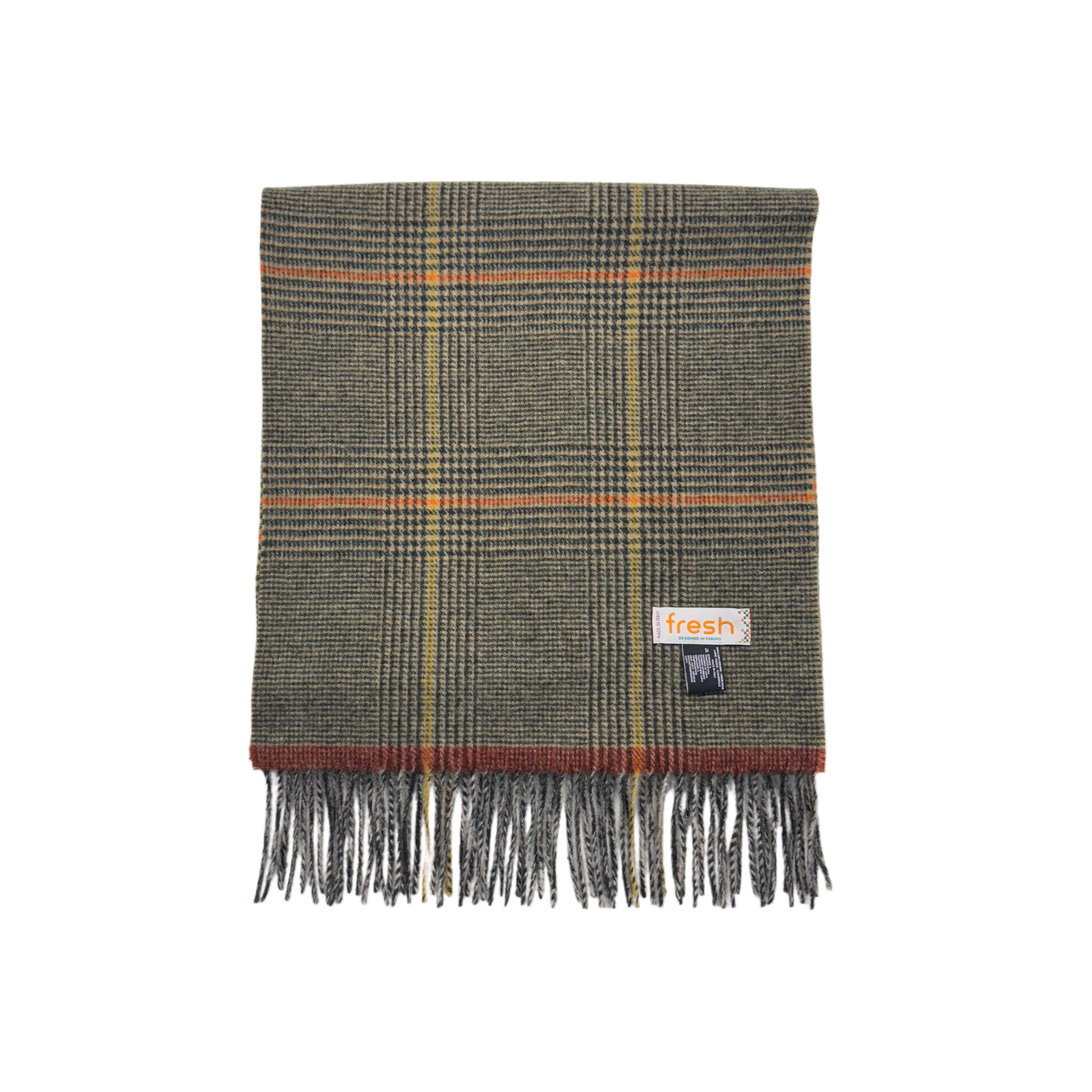 FRESH Beige Orange Yellow Striped Wool Scarf