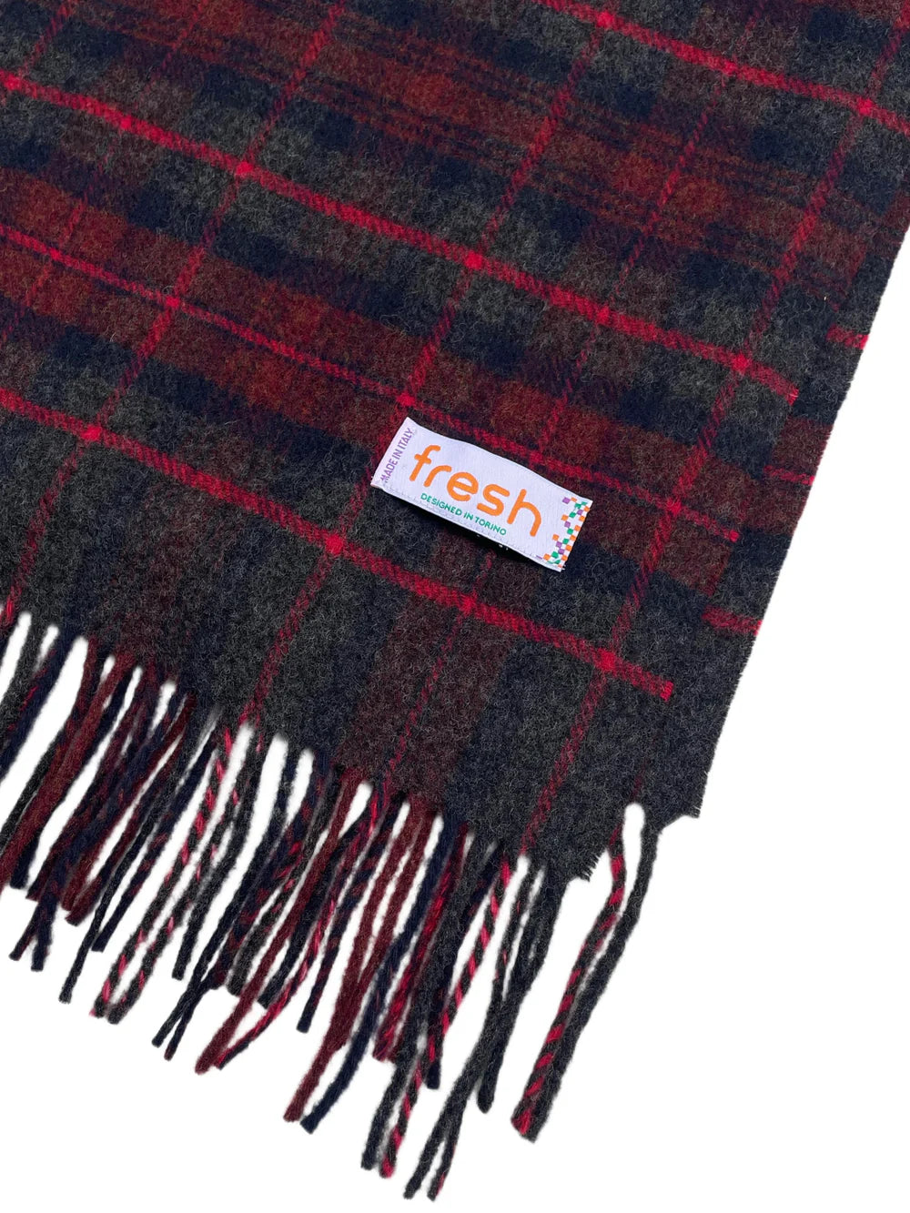 FRESH Tartan Red Navy Wool Scarf