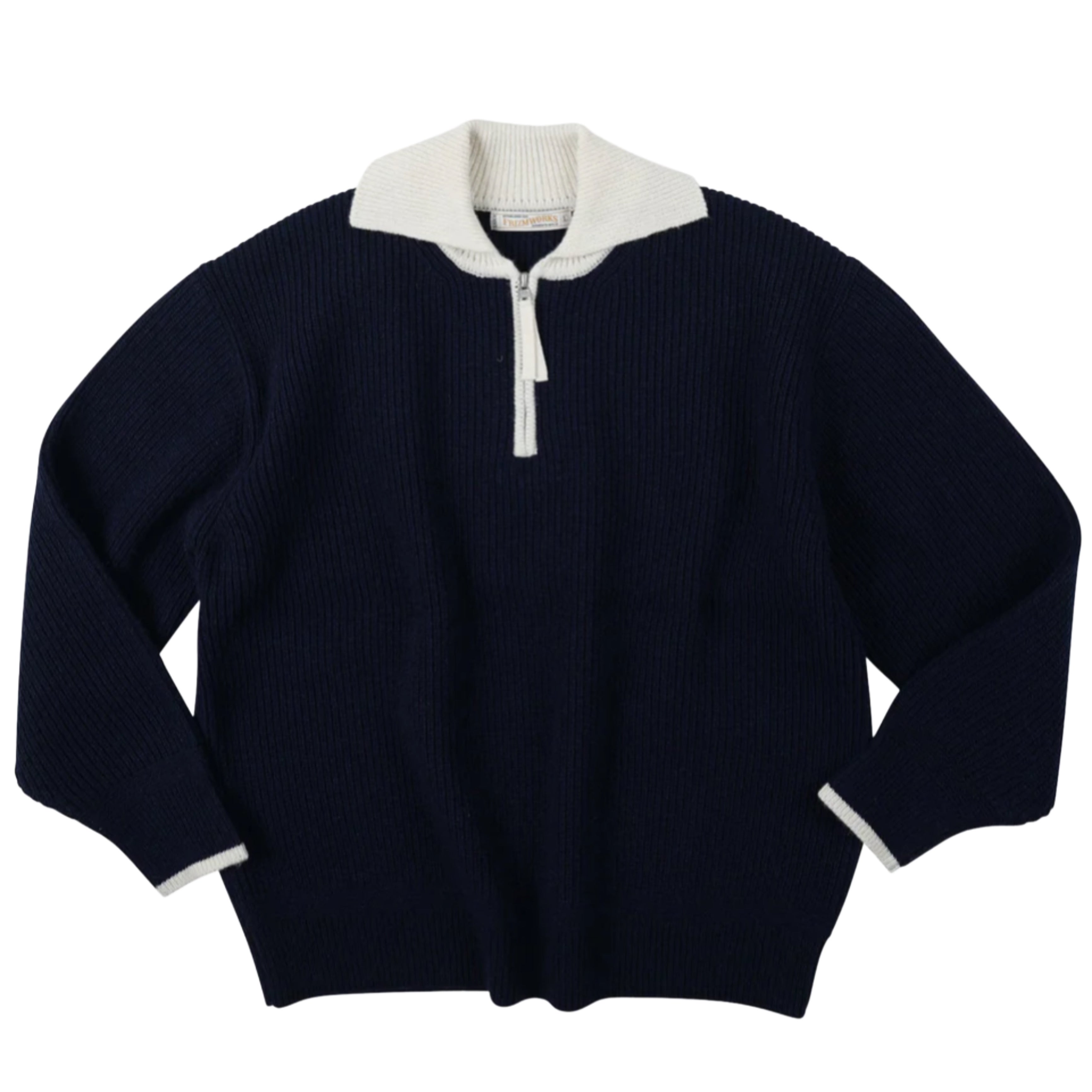 FRIZMWORKS Contrast Collar Half Zip Knit Navy