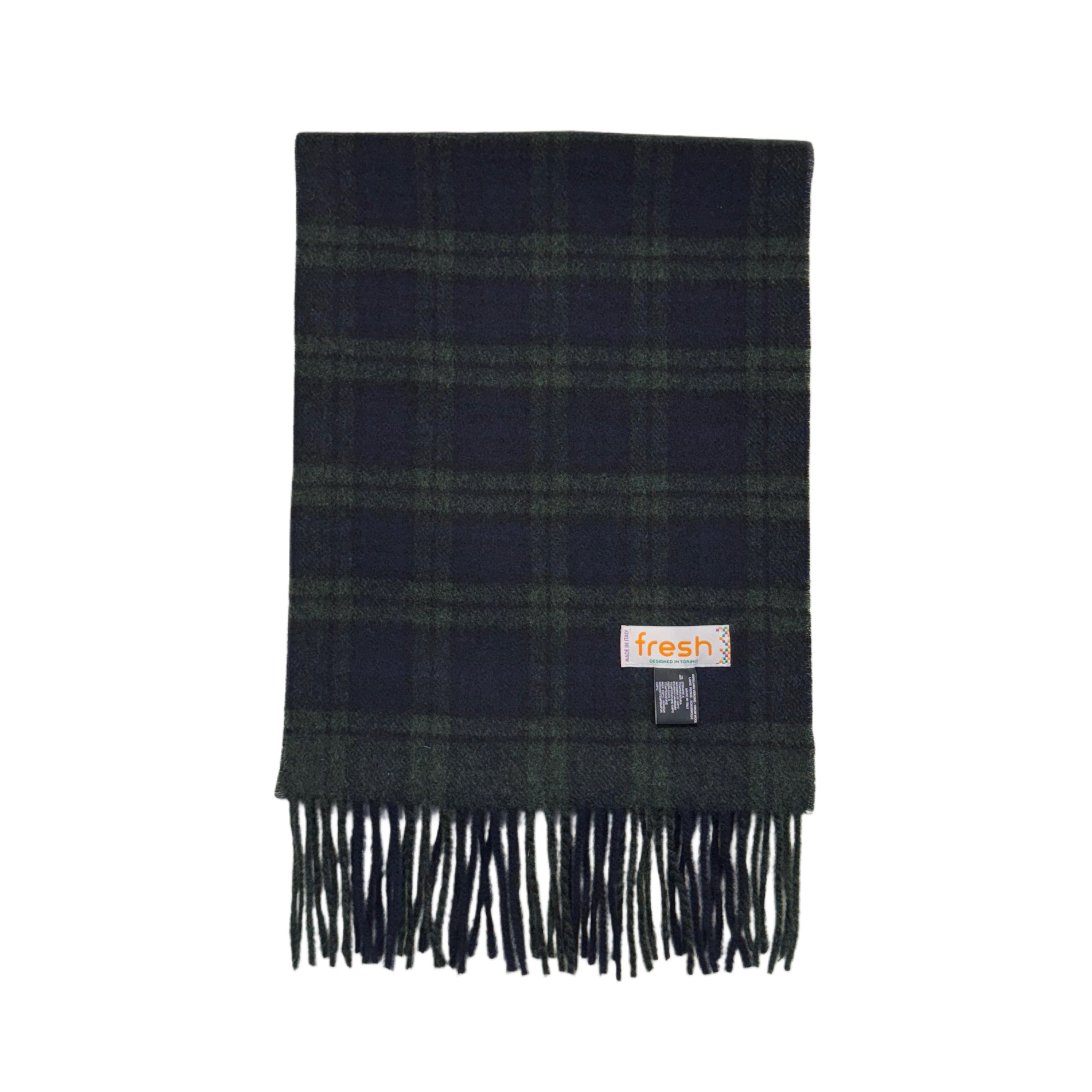 FRESH Tartan Green Navy Wool Scarf