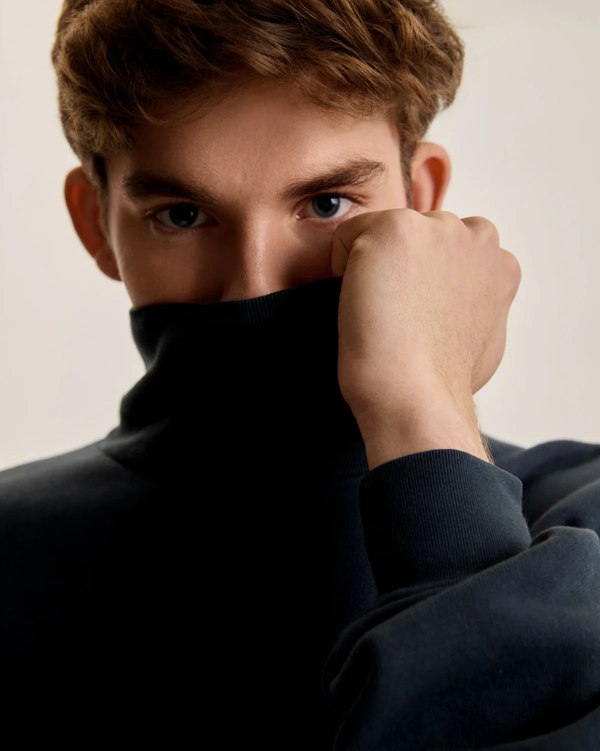 LA PAZ Falcao Dark Navy Roll Neck Sweatshirt