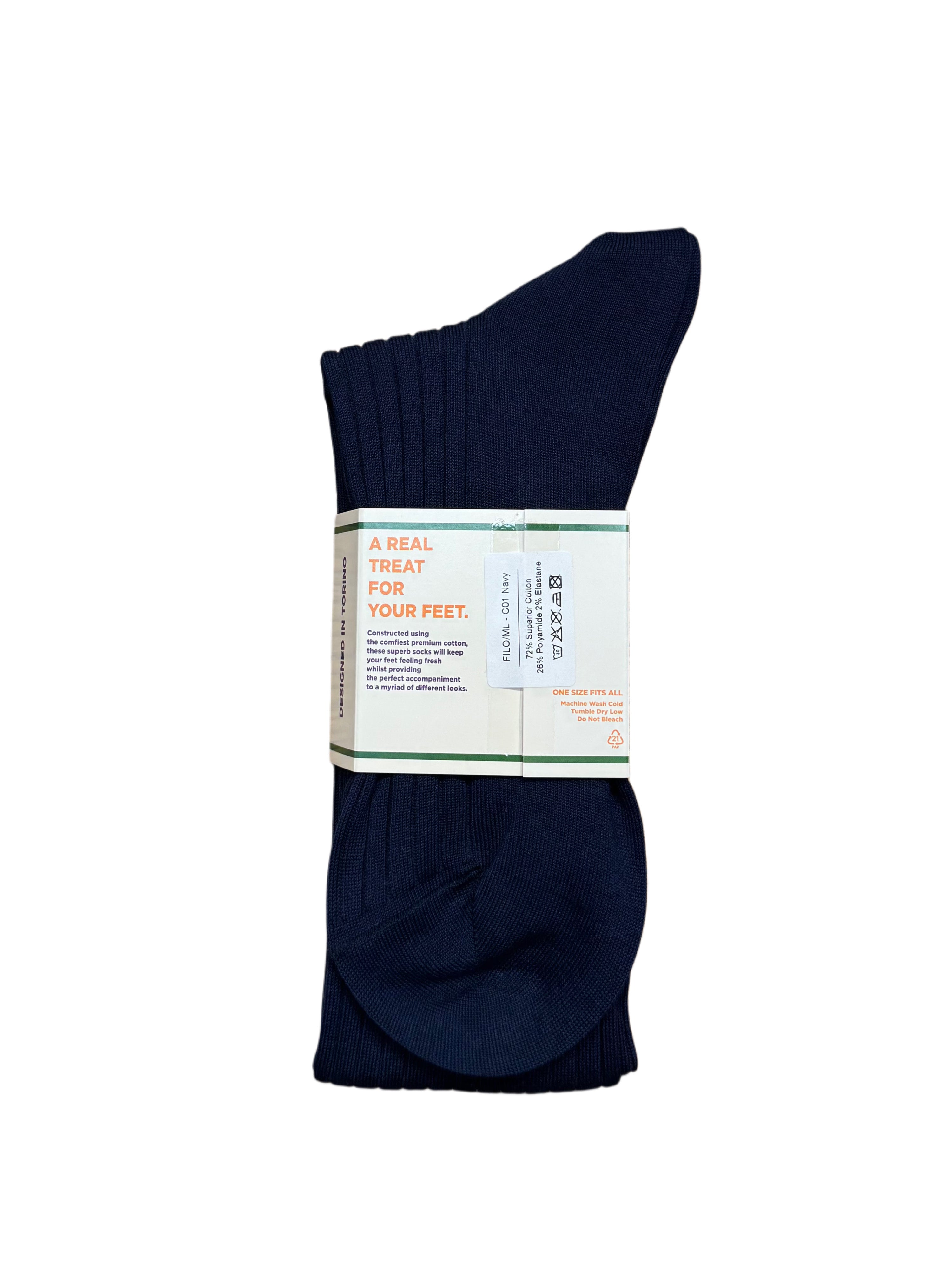 FRESH Cotton Over-the-Calf Lenghth Socks In Navy