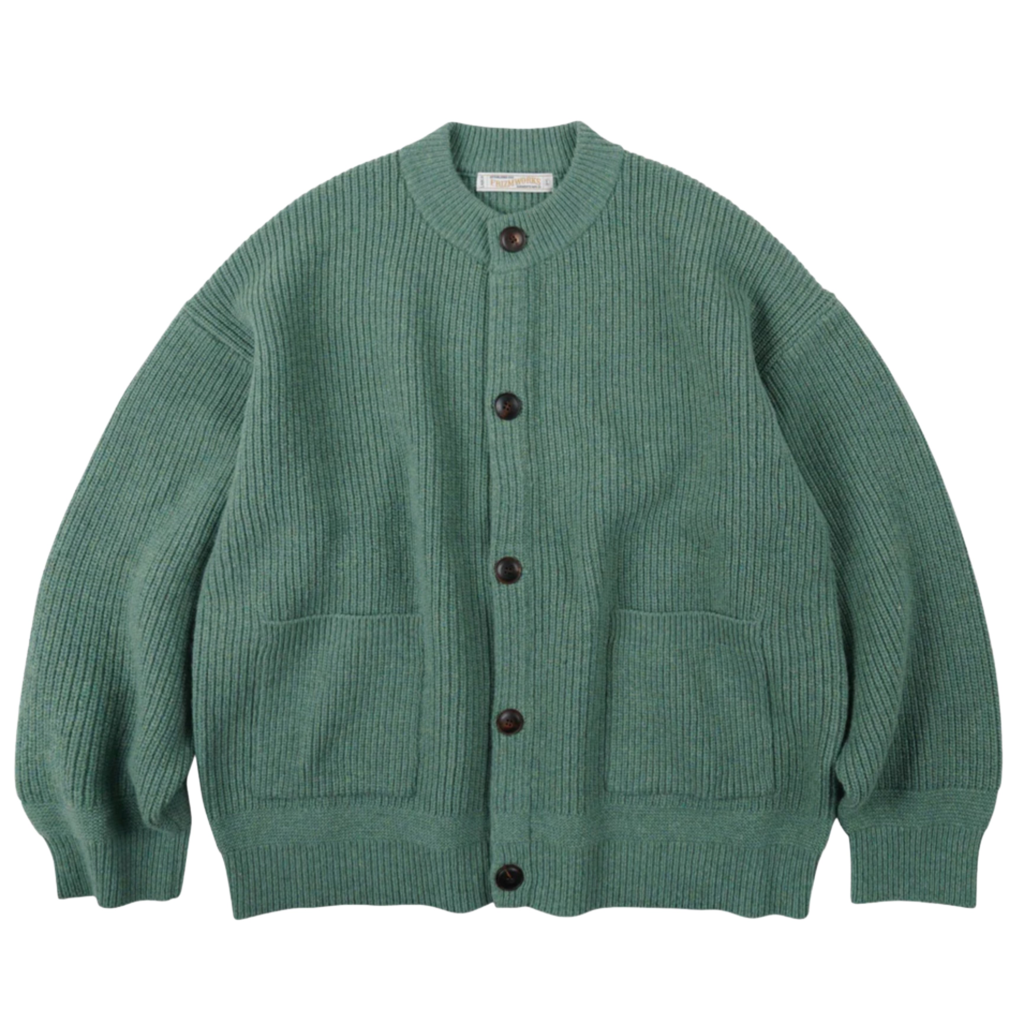 FRIZMWORKS Heavy Wool Round Cardigan Jade Green