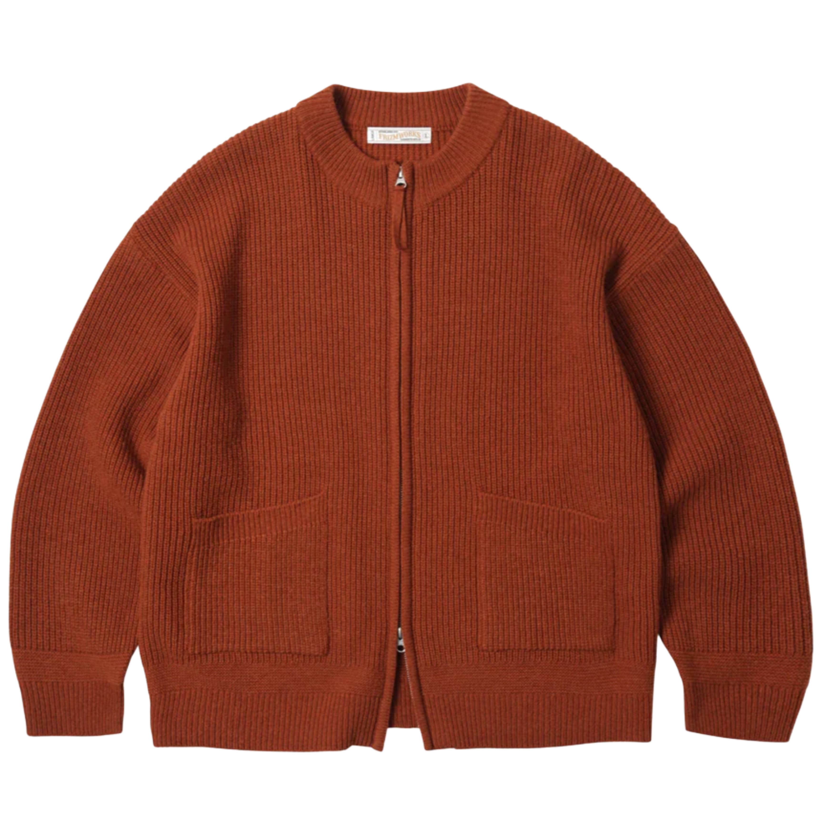 FRIZMWORKS Wool Deck Zip Up Cardigan Brick