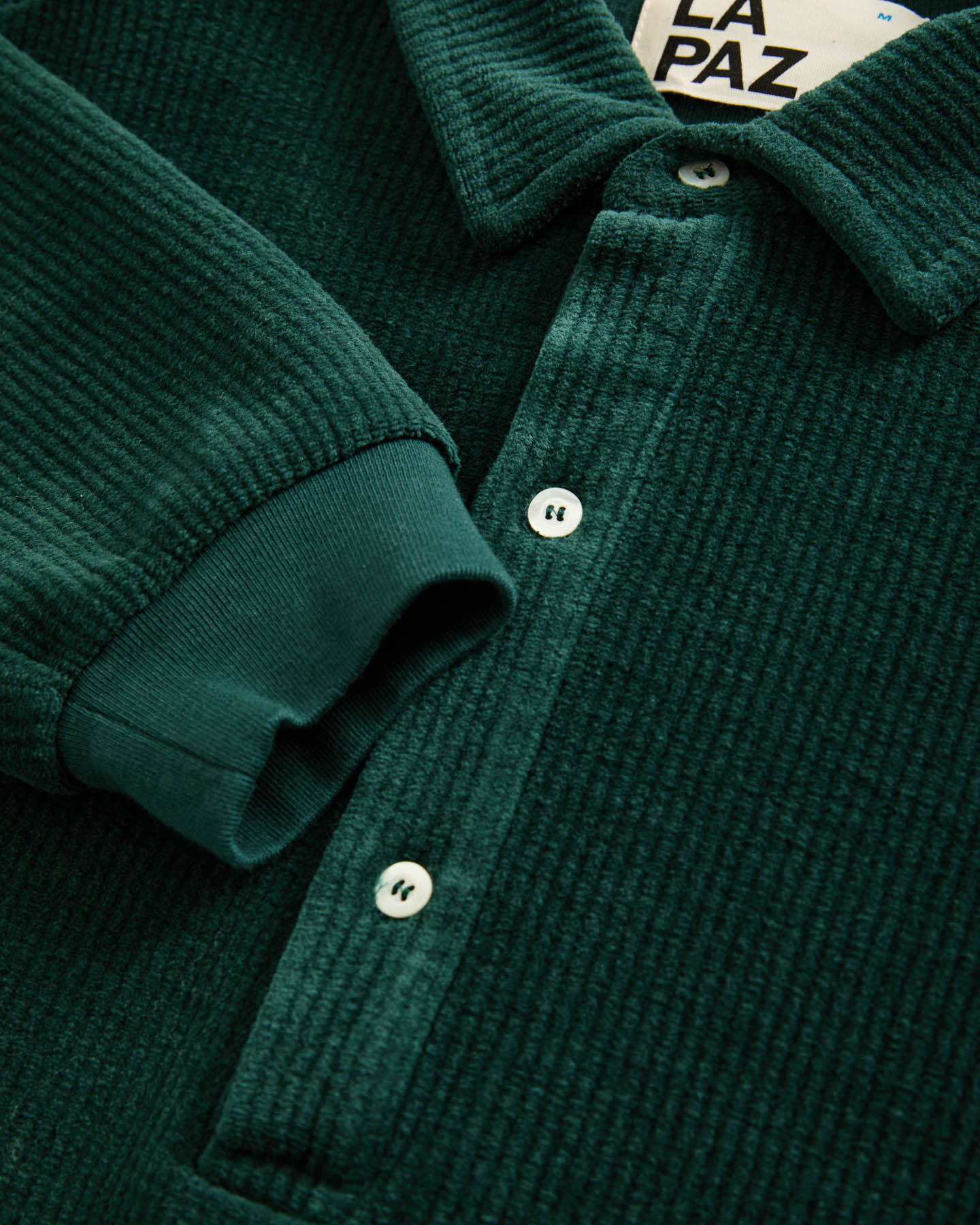 LA PAZ Mequita Ribbed Long Sleeve Polo Dark Green