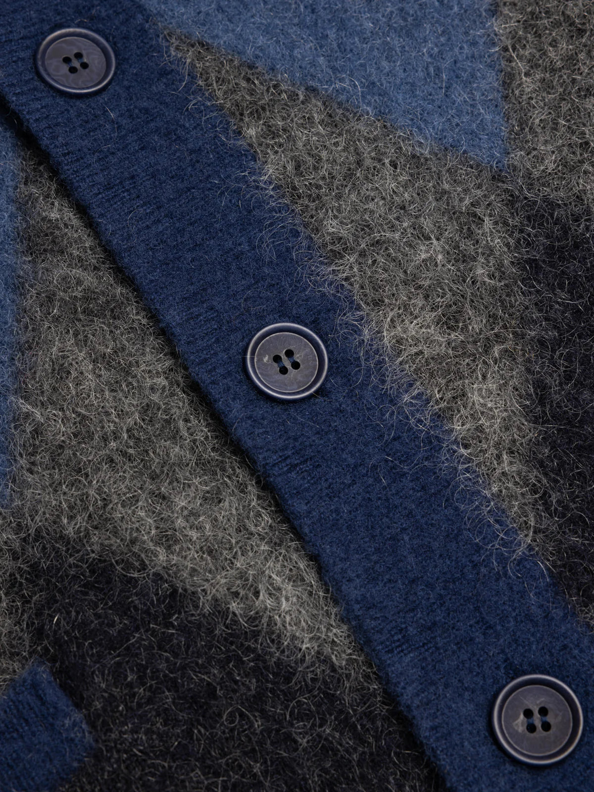 KESTIN Muirfield Argyle Cardigan in Navy Brushed Mohair
