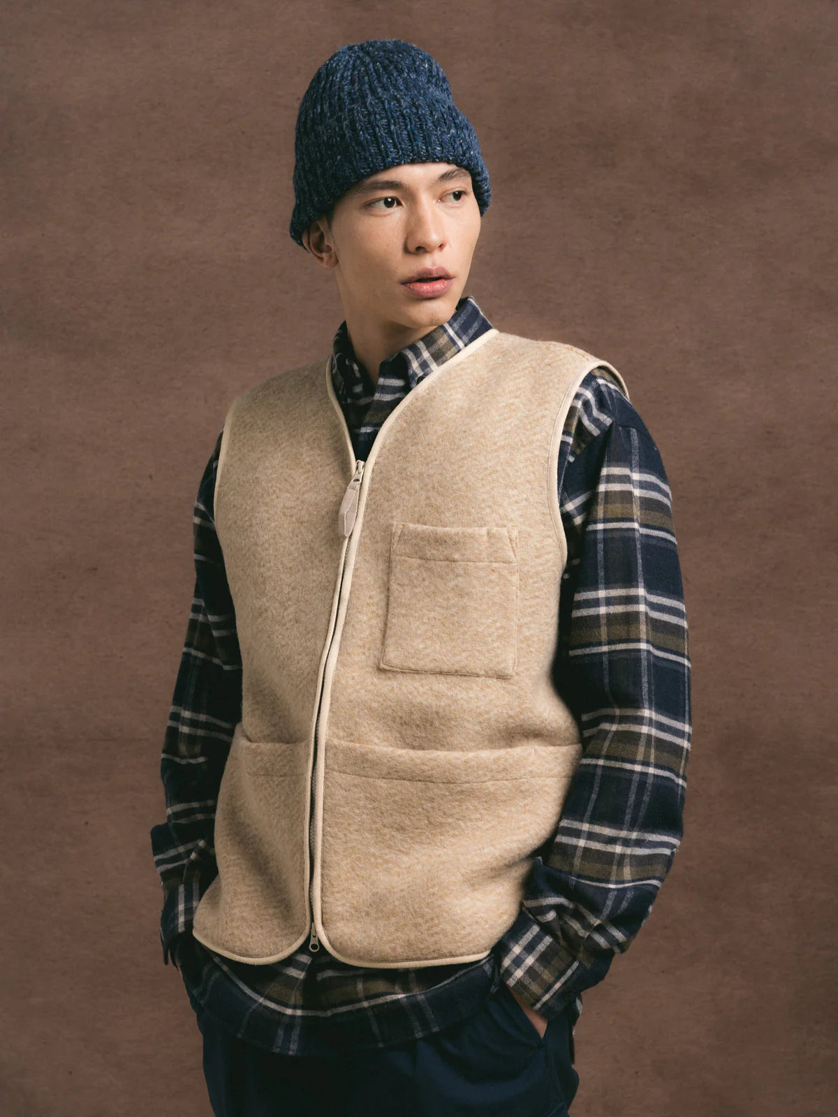 KESTIN Bute Vest in Oat Wool Herringbone