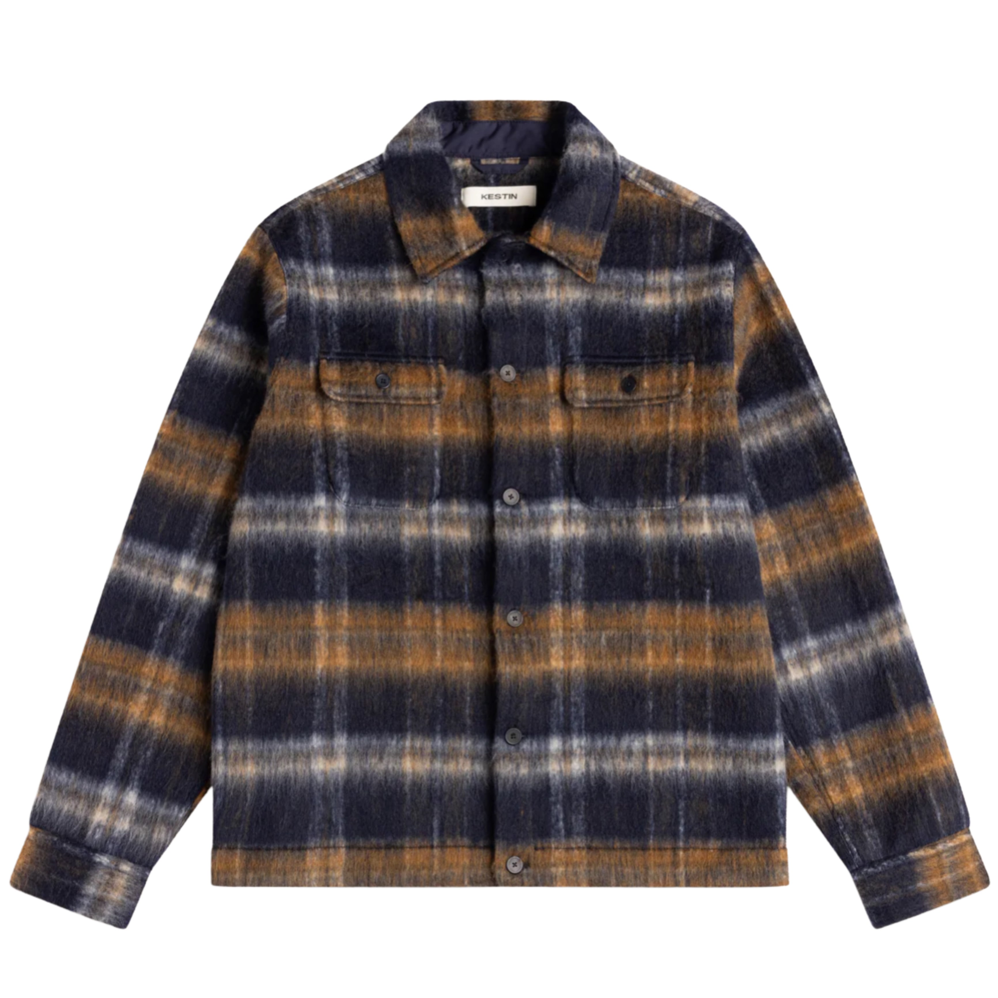 KESTIN Haston Jacket in Navy Check Brushed Wool