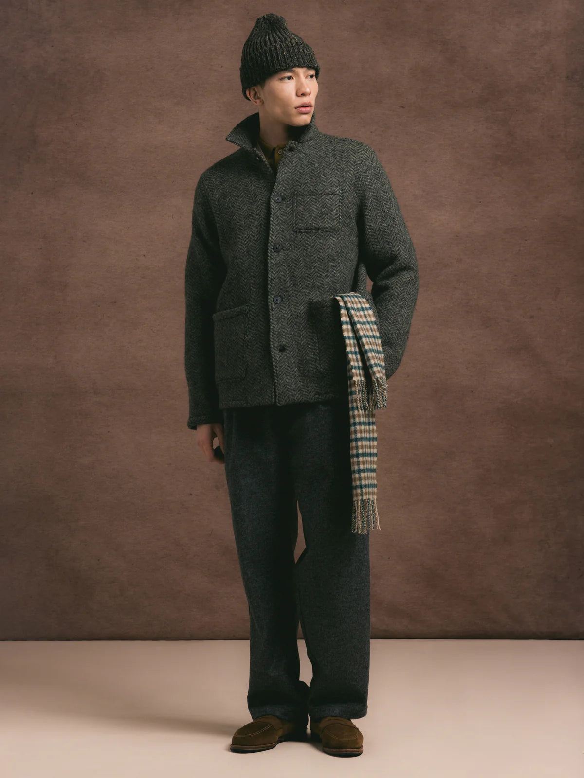 KESTIN Ormiston Jacket in Moss Wool Herringbone