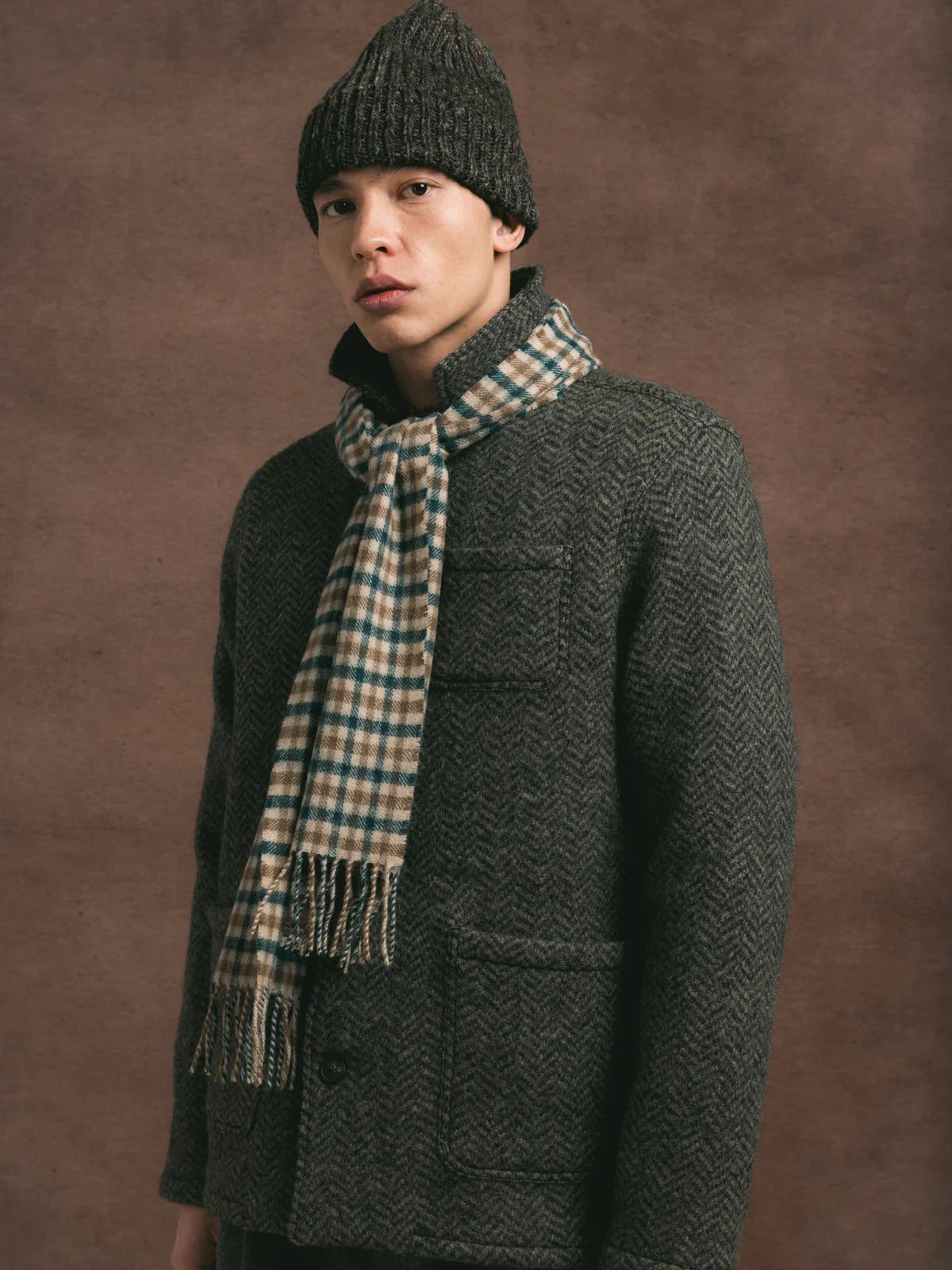 KESTIN Ormiston Jacket in Moss Wool Herringbone